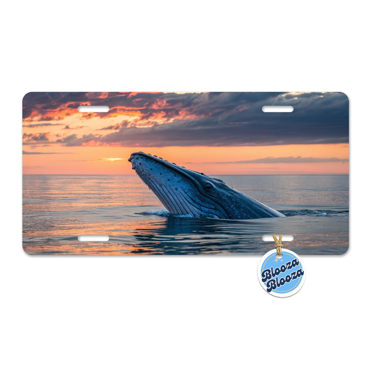 Blue Whale Ocean Sunset Metal Vanity Novelty Tag License Plate for Trucks Cars SUVs