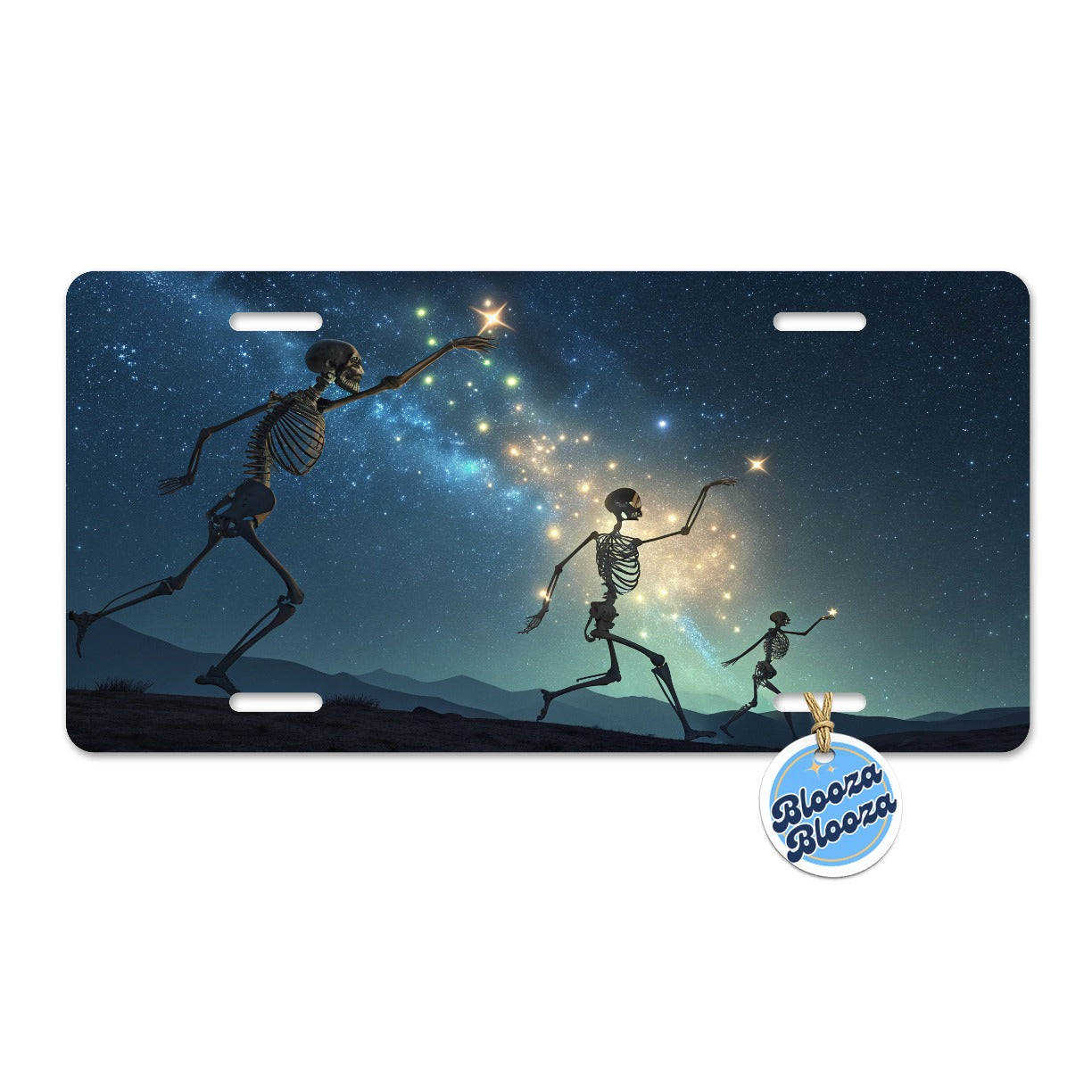 Celestial Dancing Skeletons Halloween Metal Vanity Novelty Tag License Plate for Trucks Cars SUVs