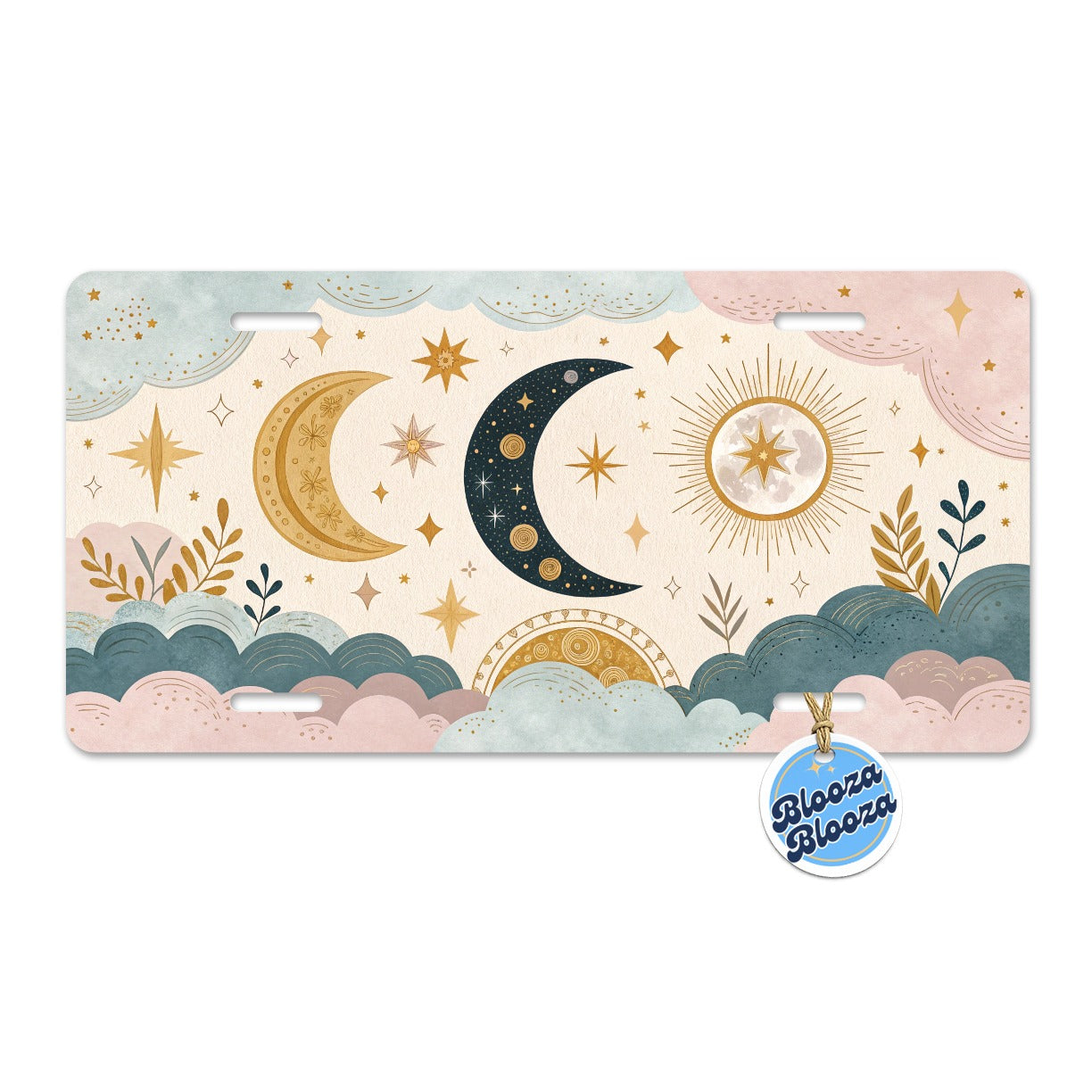 Celestial Moon Collage Metal Vanity Novelty Tag License Plate for Trucks Cars SUVs
