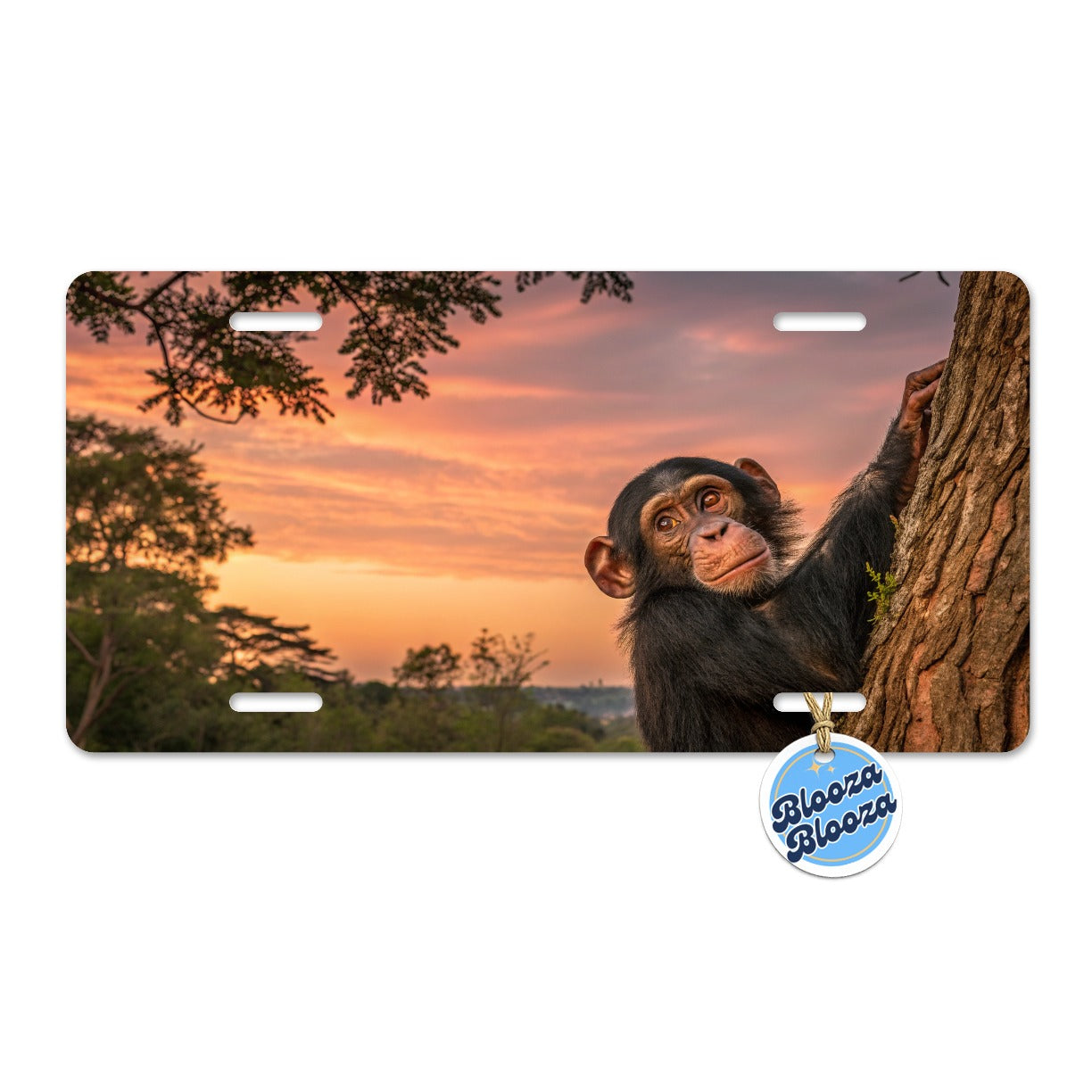 Chimpanzee Ape At Sunset Metal Vanity Novelty Tag License Plate for Trucks Cars SUVs