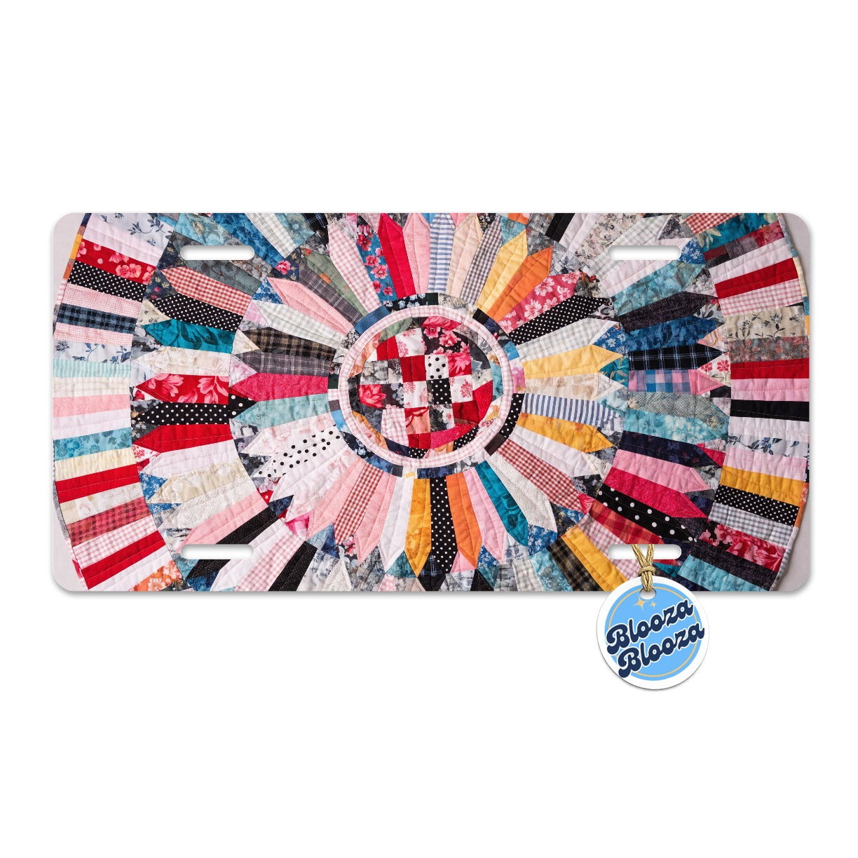 Circular Quilt Metal Vanity Novelty Tag License Plate for Trucks Cars SUVs