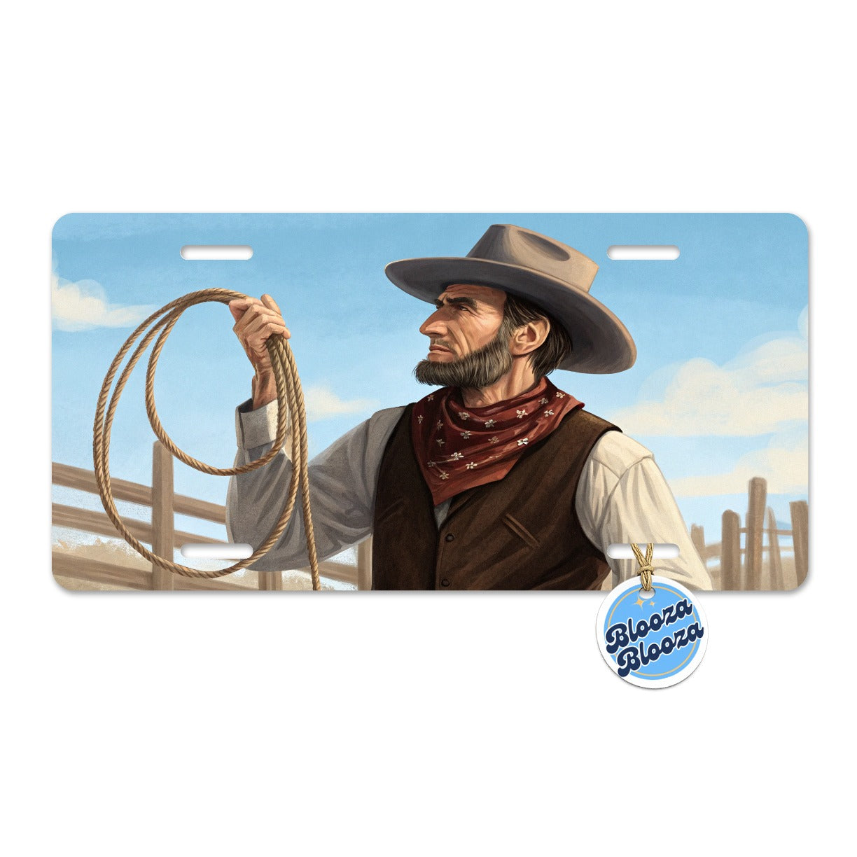 Cowboy Abraham Lincoln Metal Vanity Novelty Tag License Plate for Trucks Cars SUVs