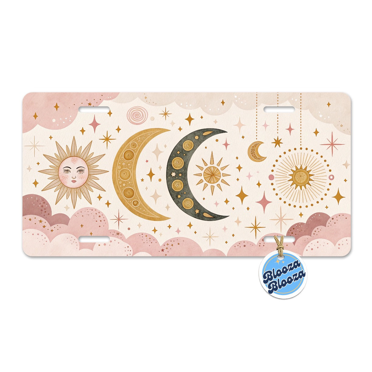 Dreamy Moon and Stars Metal Vanity Novelty Tag License Plate for Trucks Cars SUVs