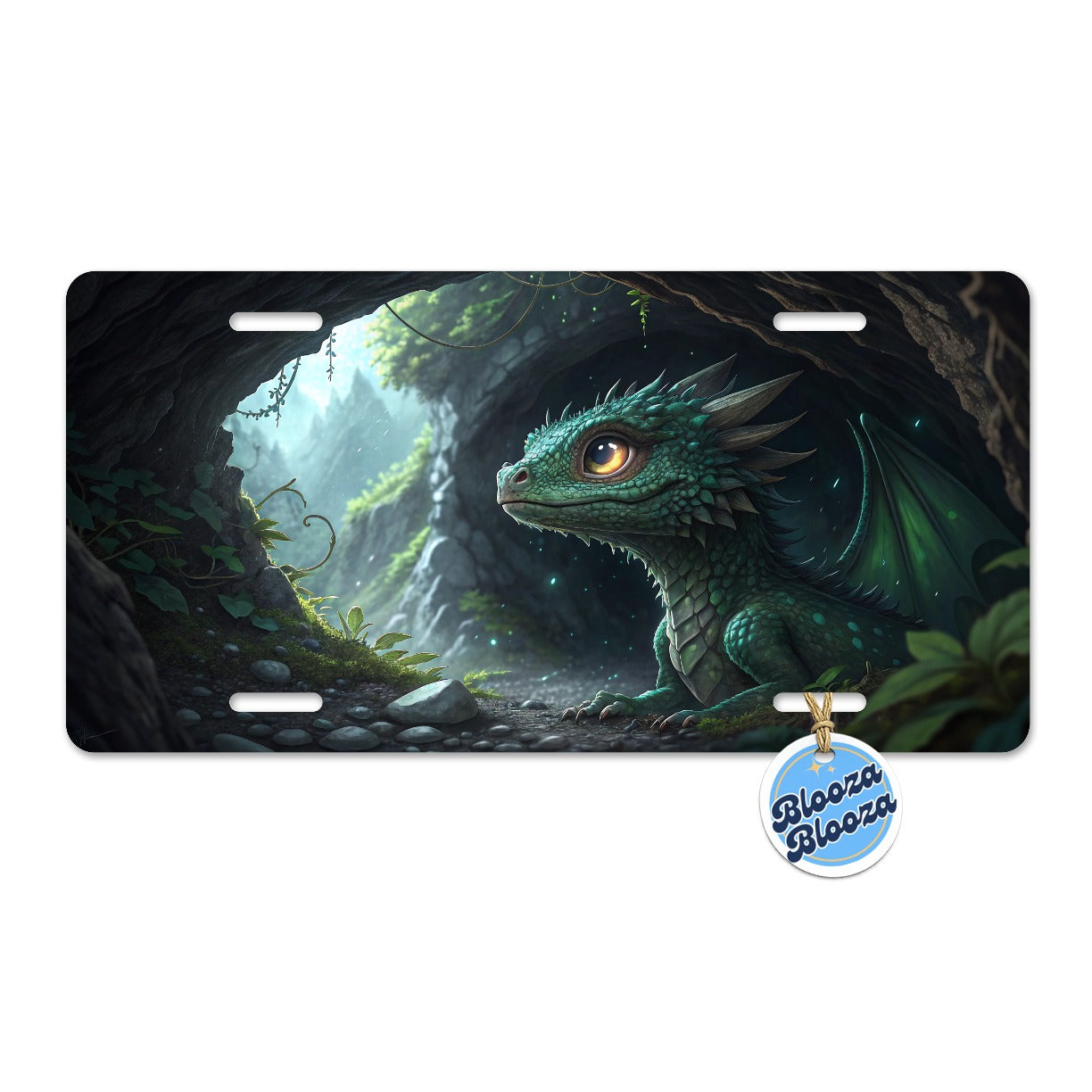 Fantasy Dragon Cave Scene Metal Vanity Novelty Tag License Plate for Trucks Cars SUVs