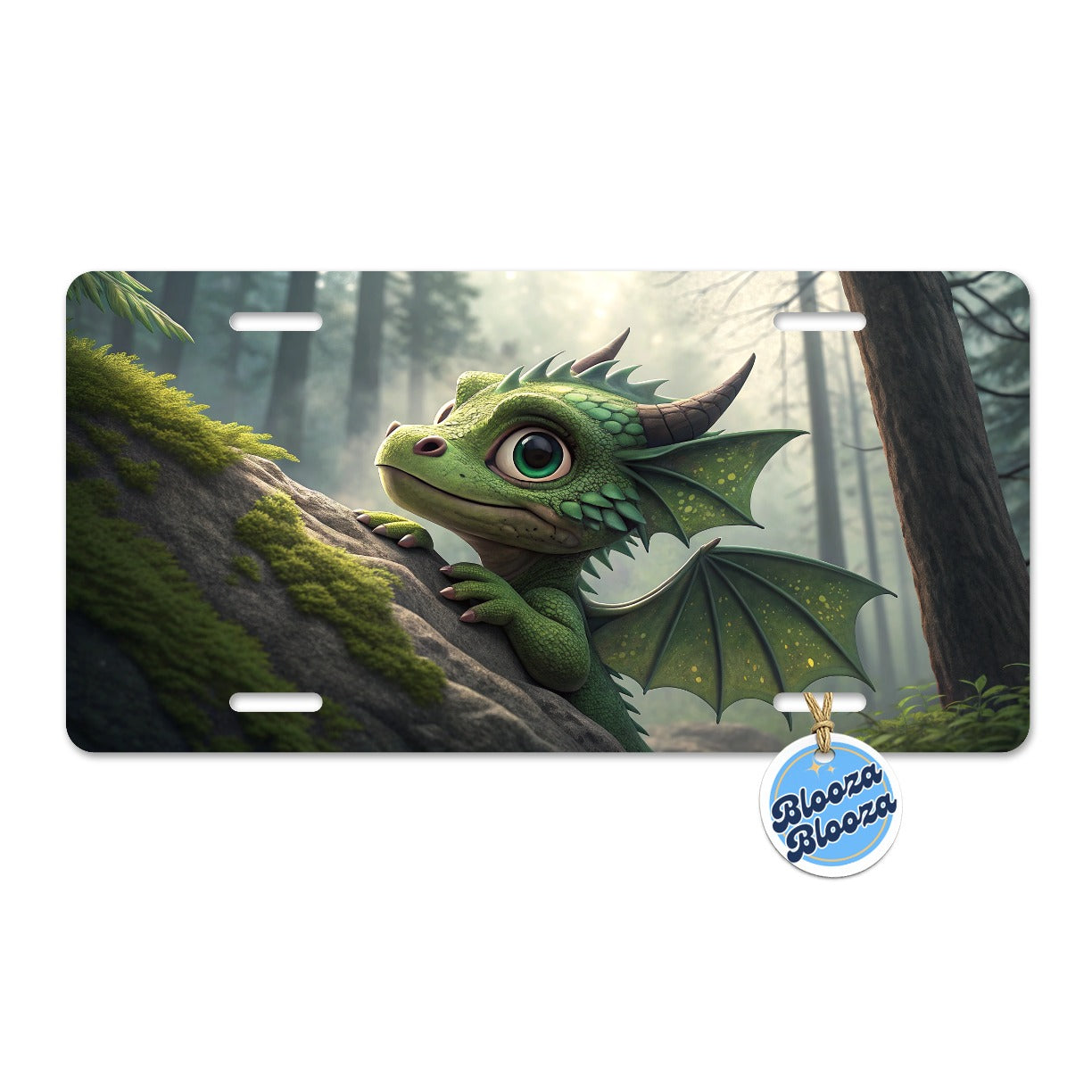 Fantasy Dragon Forest Scene Metal Vanity Novelty Tag License Plate for Trucks Cars SUVs