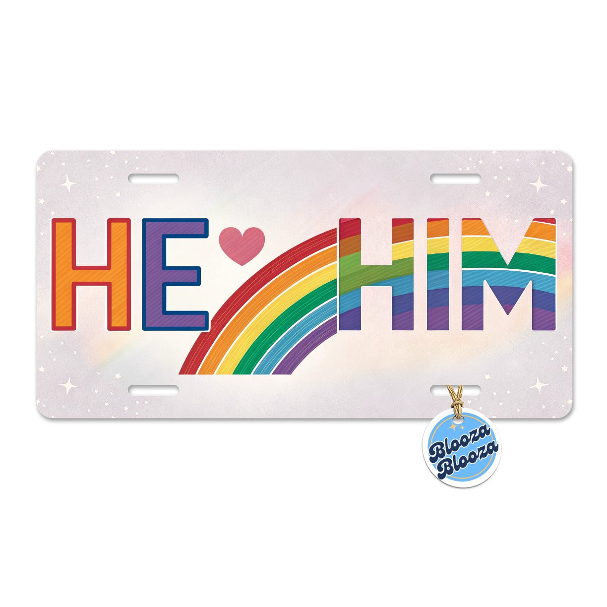 He Him Pride Love Metal Vanity Novelty Tag License Plate for Trucks Cars SUVs