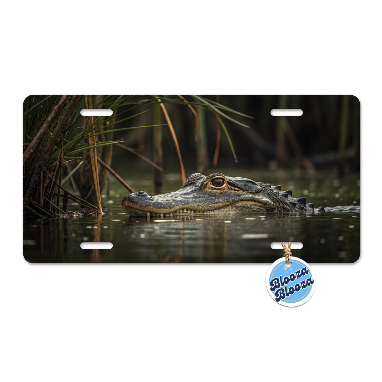 Hidden Alligator Nature Photo Metal Vanity Novelty Tag License Plate for Trucks Cars SUVs
