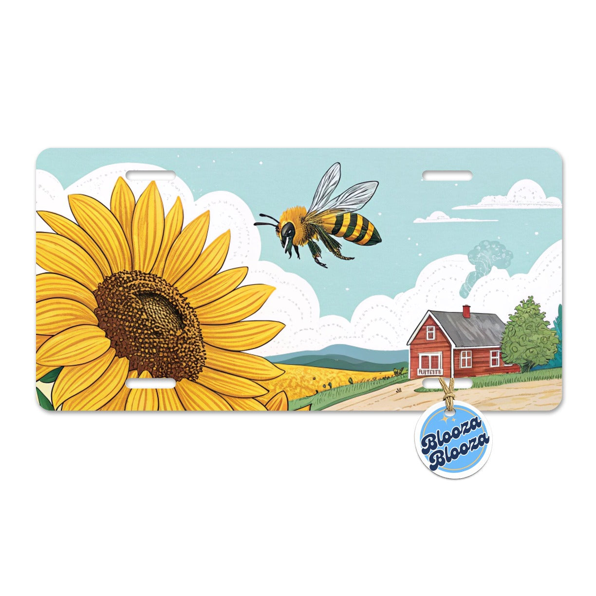 Honeybee Sunflower Farm Metal Vanity Novelty Tag License Plate for Trucks Cars SUVs