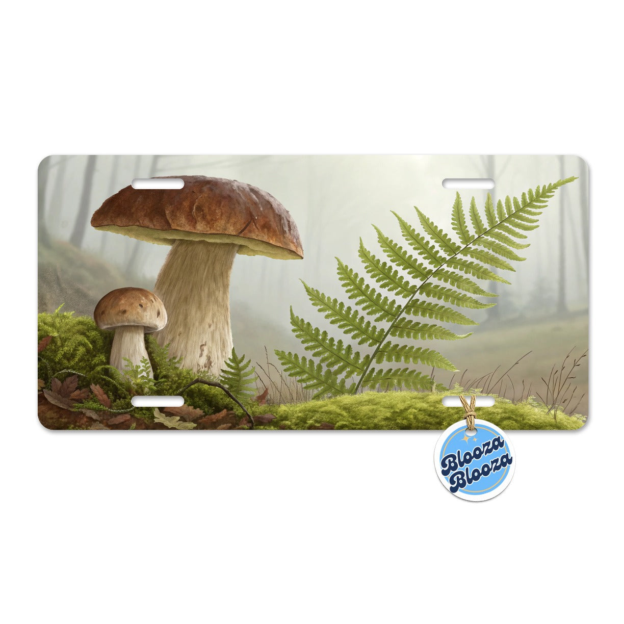 Mushroom Fern Botanical Art Metal Vanity Novelty Tag License Plate for Trucks Cars SUVs