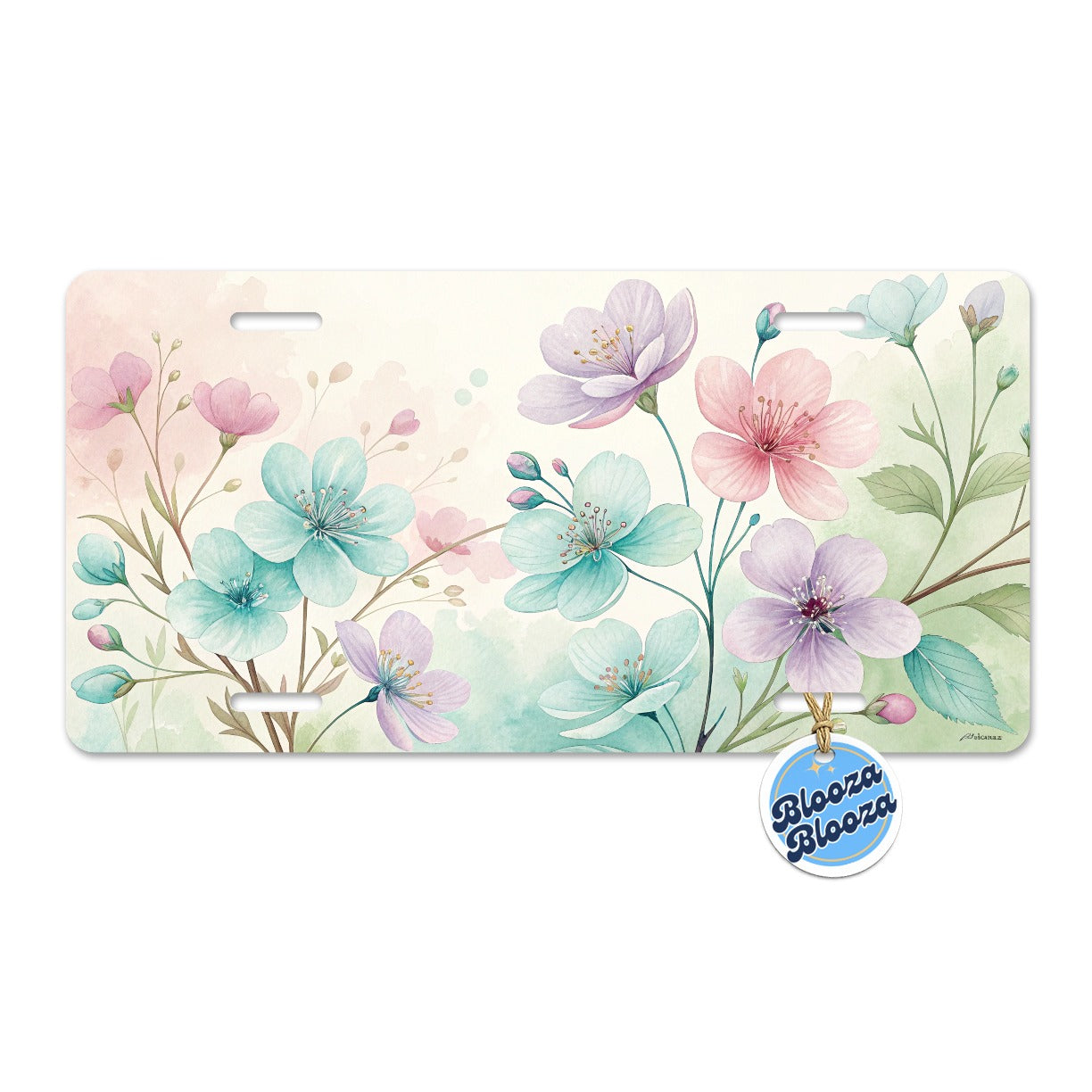 Pastel Flowers Botanical Art Metal Vanity Novelty Tag License Plate for Trucks Cars SUVs