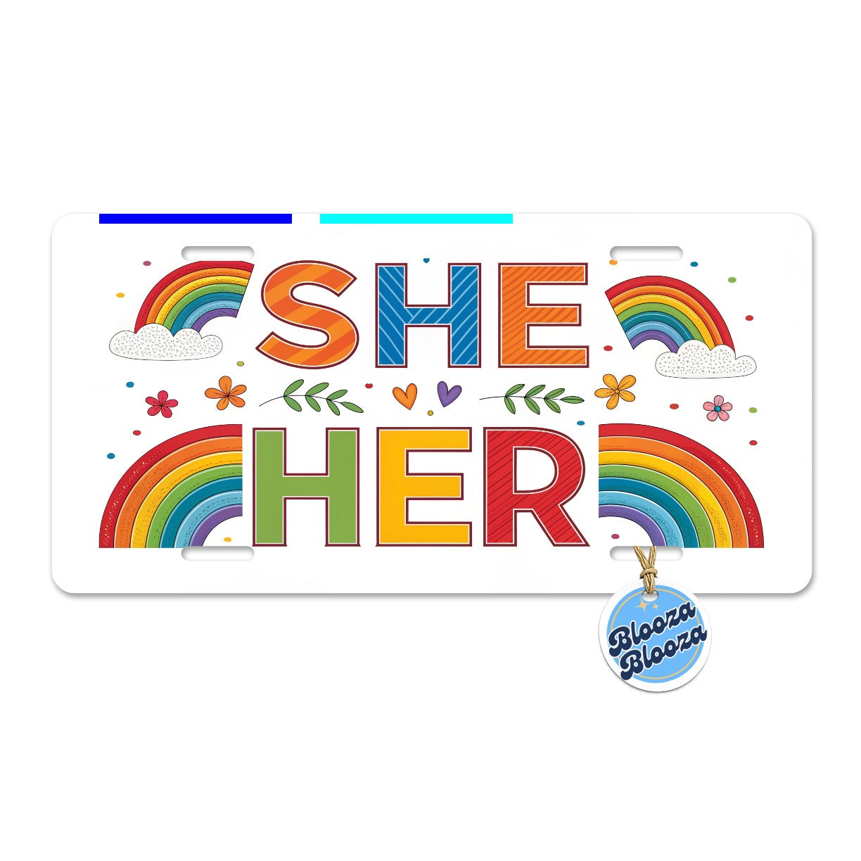 She Her Rainbow Pride Metal Vanity Novelty Tag License Plate for Trucks Cars SUVs