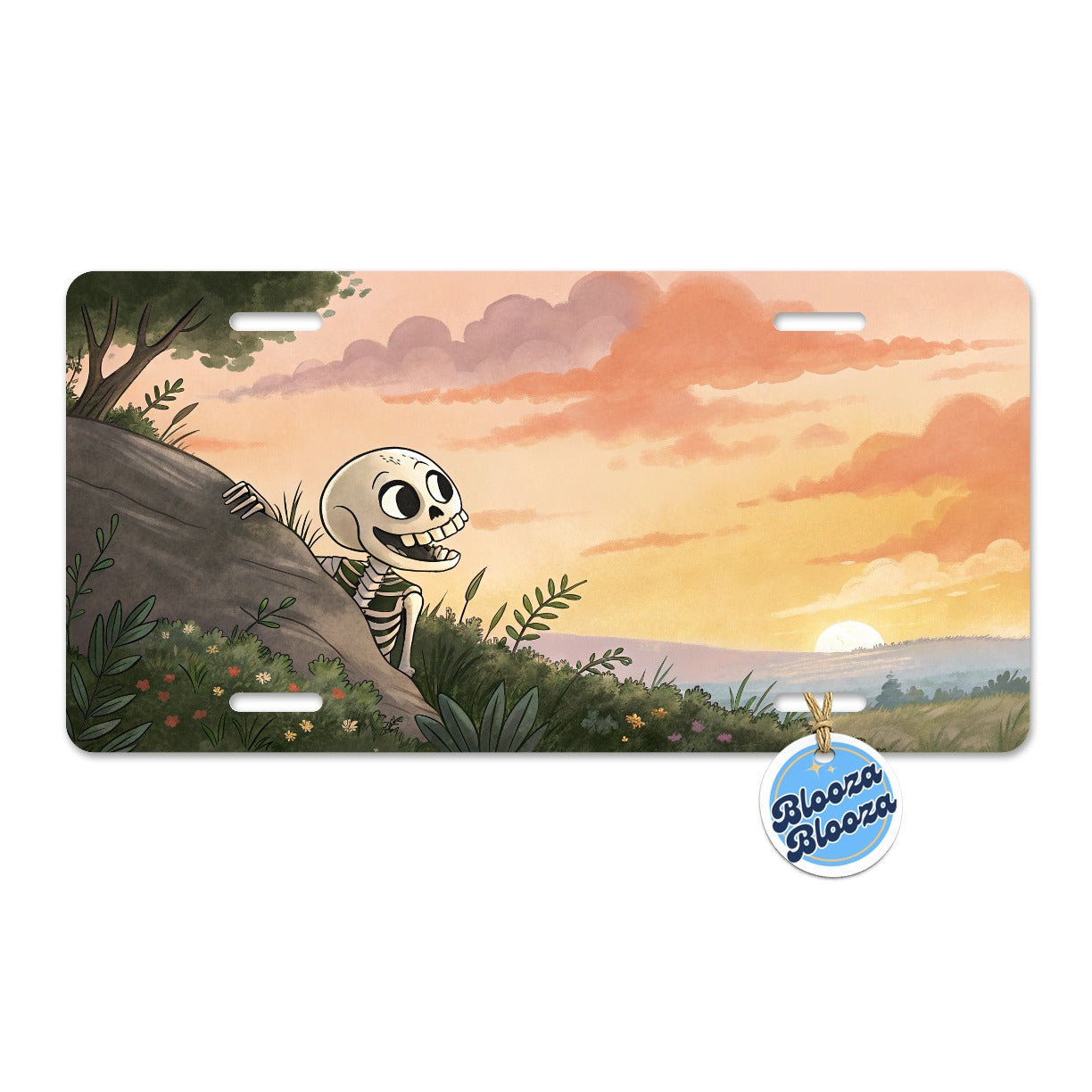 Skeleton Tree Sunset Halloween Metal Vanity Novelty Tag License Plate for Trucks Cars SUVs