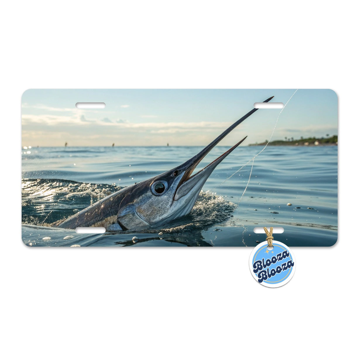 Swordfish Surface Fishing Metal Vanity Novelty Tag License Plate for Trucks Cars SUVs