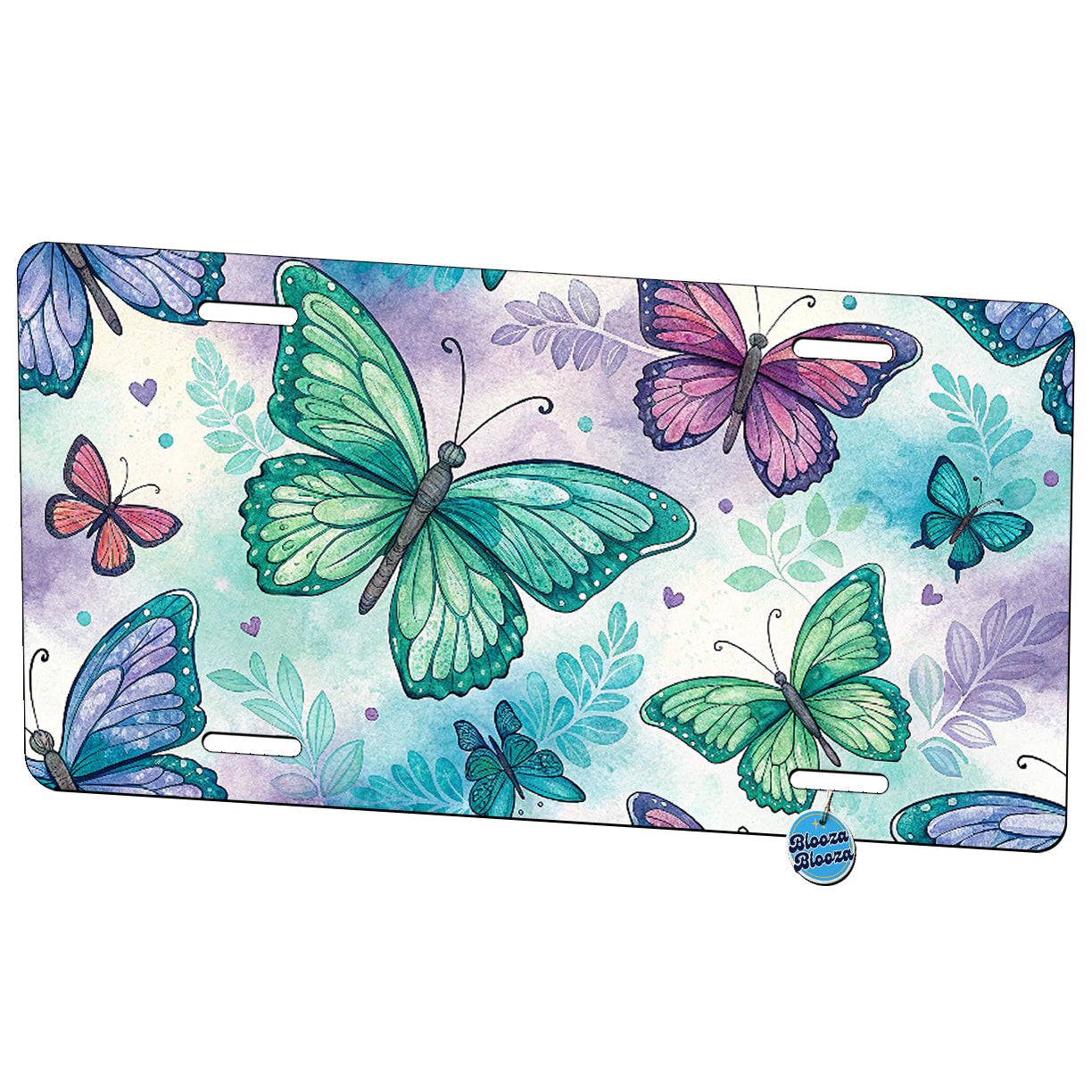 Butterflies Butterfly Green Purple Metal Vanity Novelty Tag License Plate for Trucks Cars SUVs
