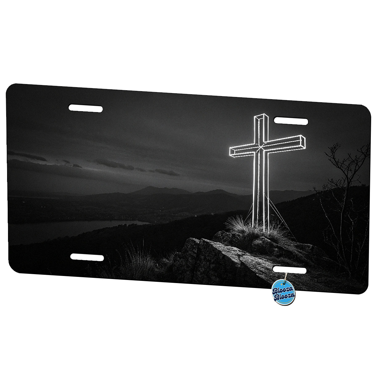 Cross Glowing Christian Jesus Inspirational Metal Vanity Novelty Tag License Plate for Trucks Cars SUVs