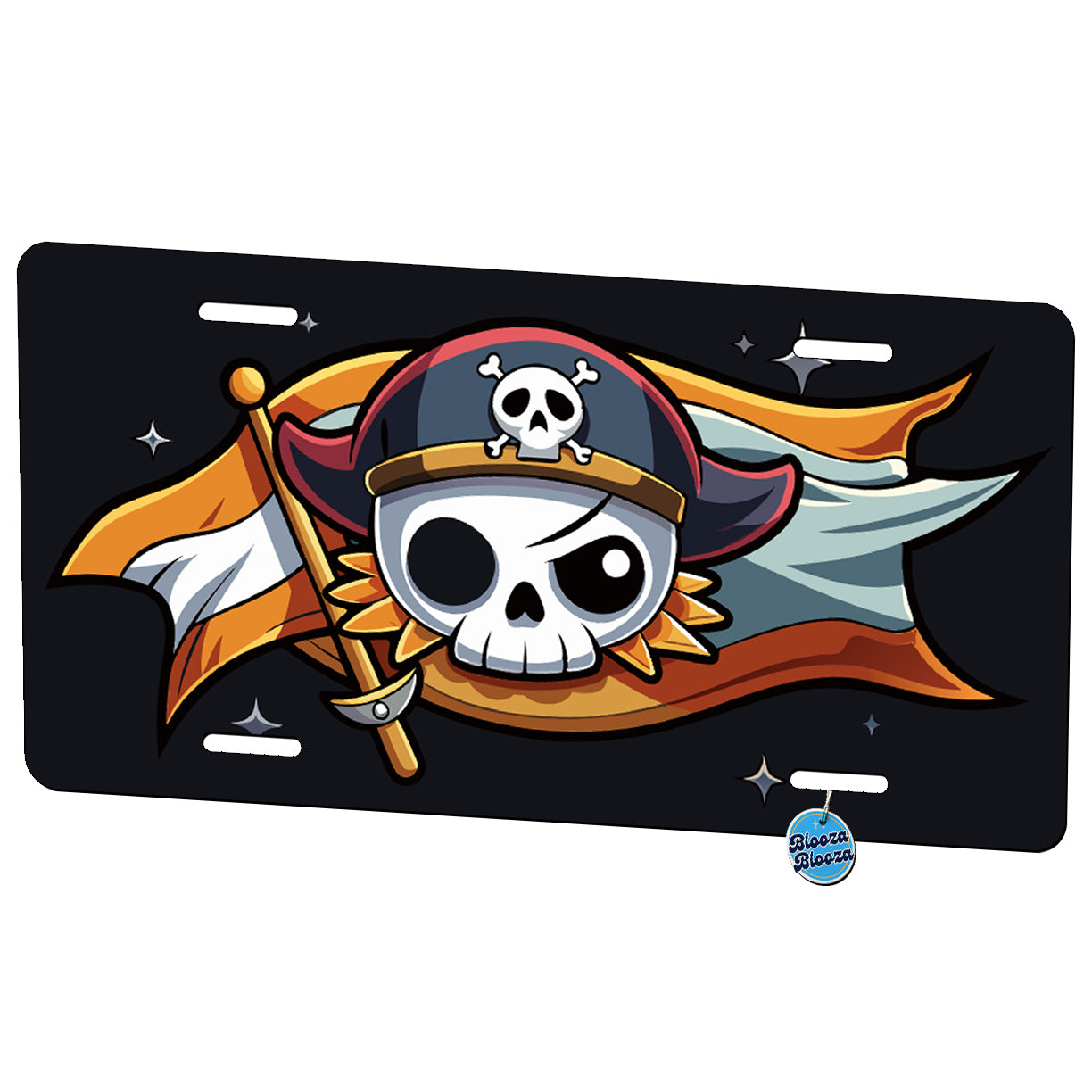 Cute Pirate Flag Waving Metal Vanity Novelty Tag License Plate for Trucks Cars SUVs