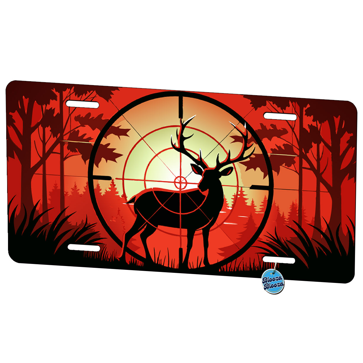 Deer In Crosshairs Hunting Hunter Metal Vanity Novelty Tag License Plate for Trucks Cars SUVs