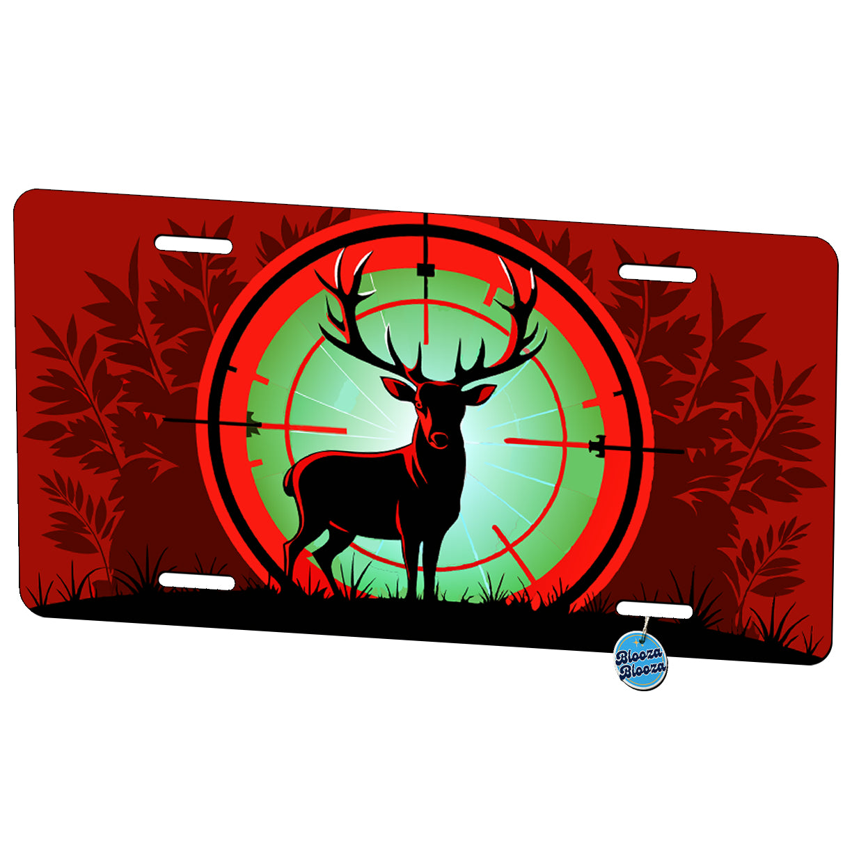 Deer Silhouette In Crosshairs Hunting Hunter Metal Vanity Novelty Tag License Plate for Trucks Cars SUVs