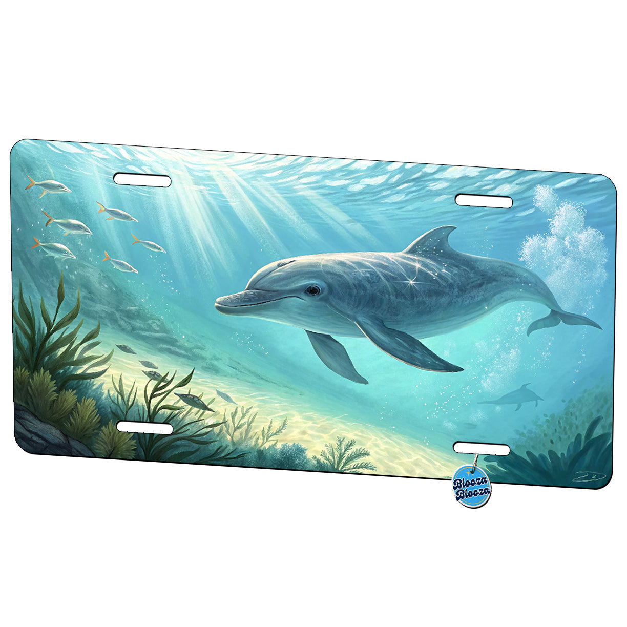 Dolphin Fish Swimming In Ocean Metal Vanity Novelty Tag License Plate for Trucks Cars SUVs
