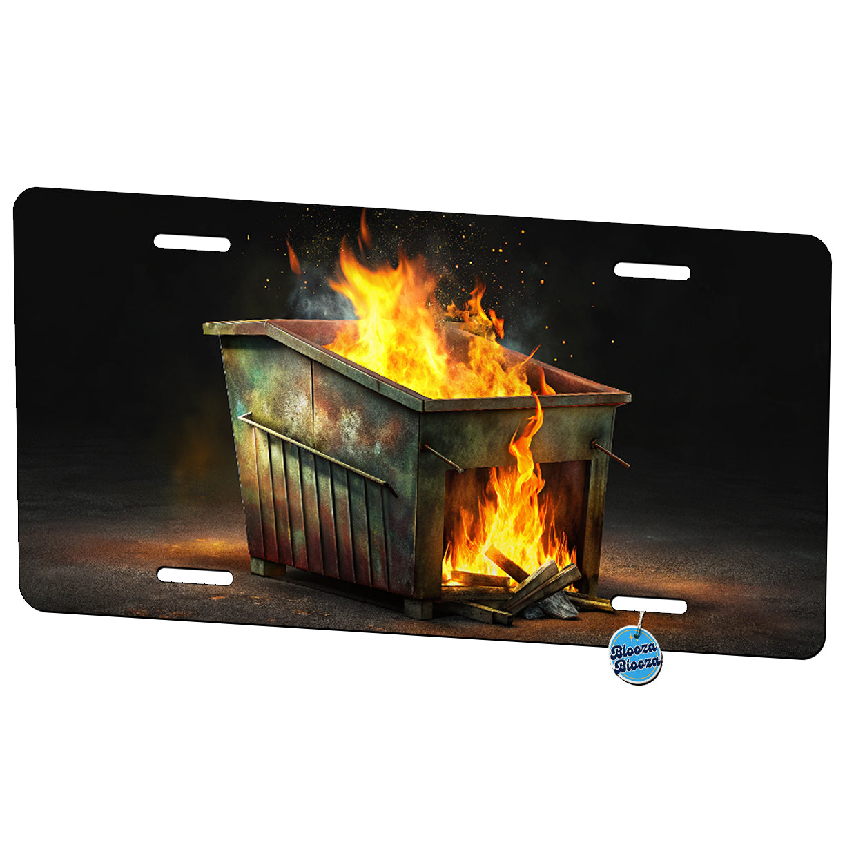 Dumpster On Fire Artistic Metal Vanity Novelty Tag License Plate for Trucks Cars SUVs