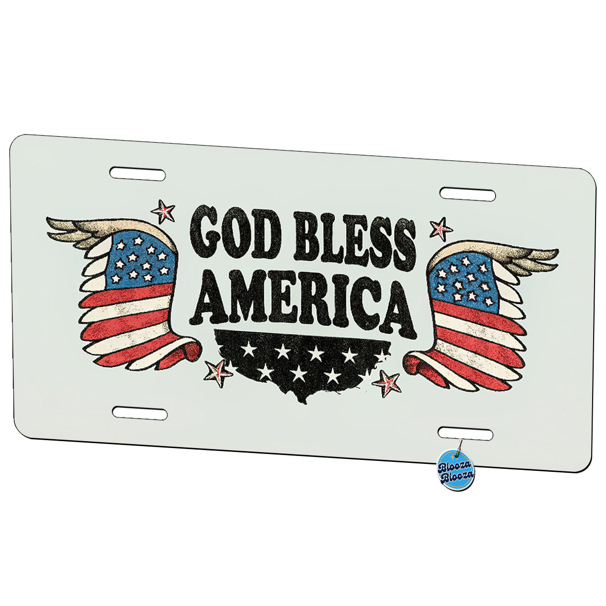 God Bless America USA United States Patriotic Metal Vanity Novelty Tag License Plate for Trucks Cars SUVs
