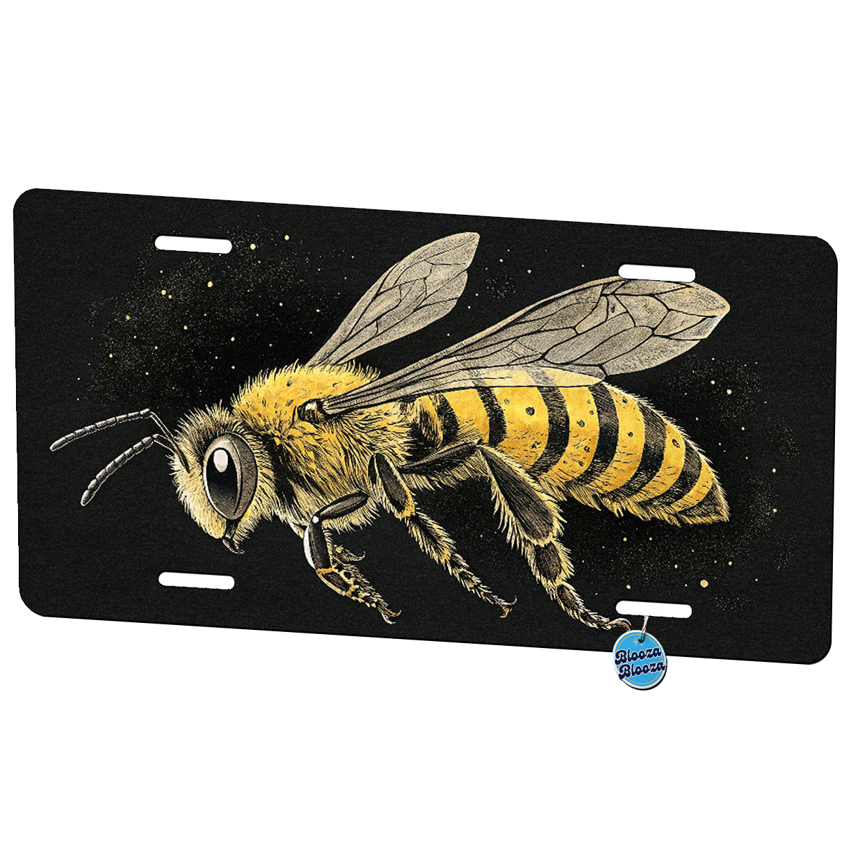 Hornet Bee On Black Background Metal Vanity Novelty Tag License Plate for Trucks Cars SUVs