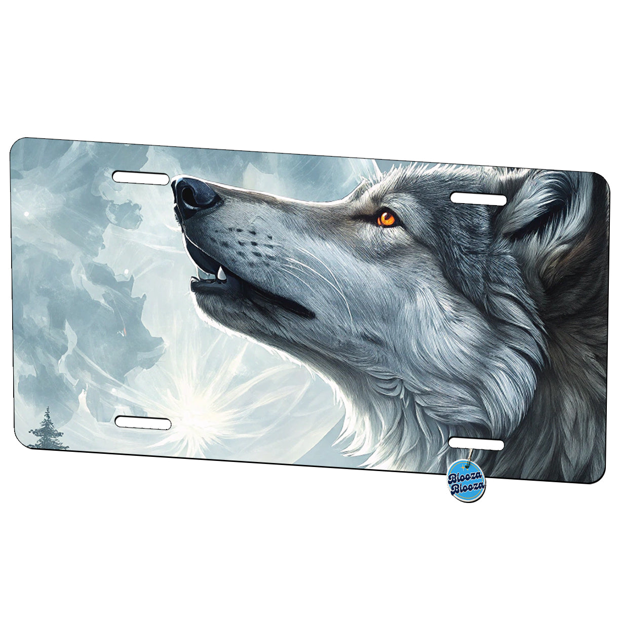 Howling Wolf In Front Of Moon Metal Vanity Novelty Tag License Plate for Trucks Cars SUVs