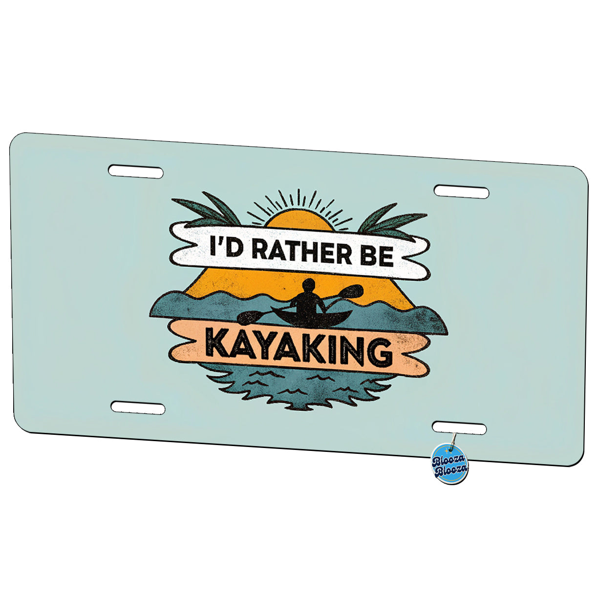 I D Rather Be Kayaking Metal Vanity Novelty Tag License Plate for Trucks Cars SUVs
