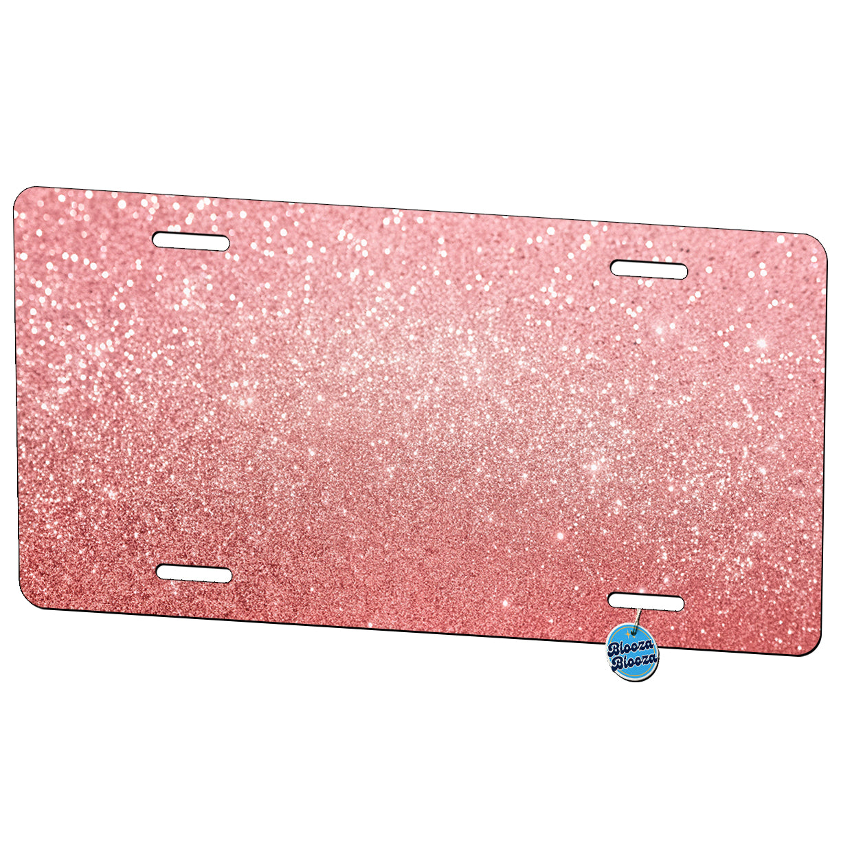 Light Pink Faux Glitter Background Metal Vanity Novelty Tag License Plate for Trucks Cars SUVs