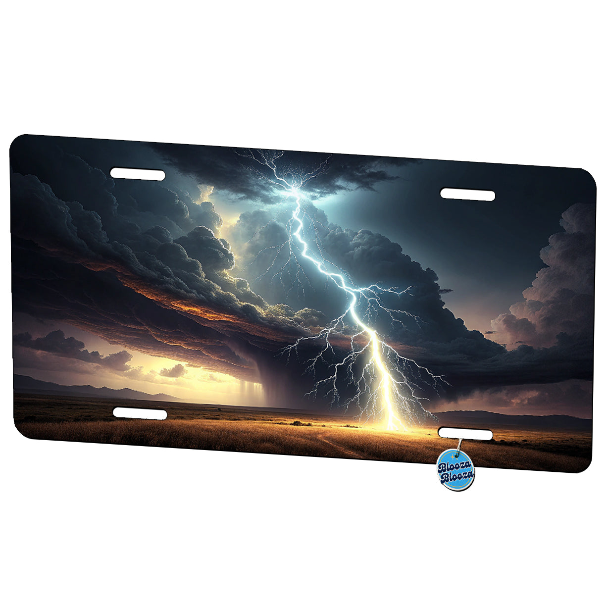 Lightning Strike Storm Weather Metal Vanity Novelty Tag License Plate for Trucks Cars SUVs