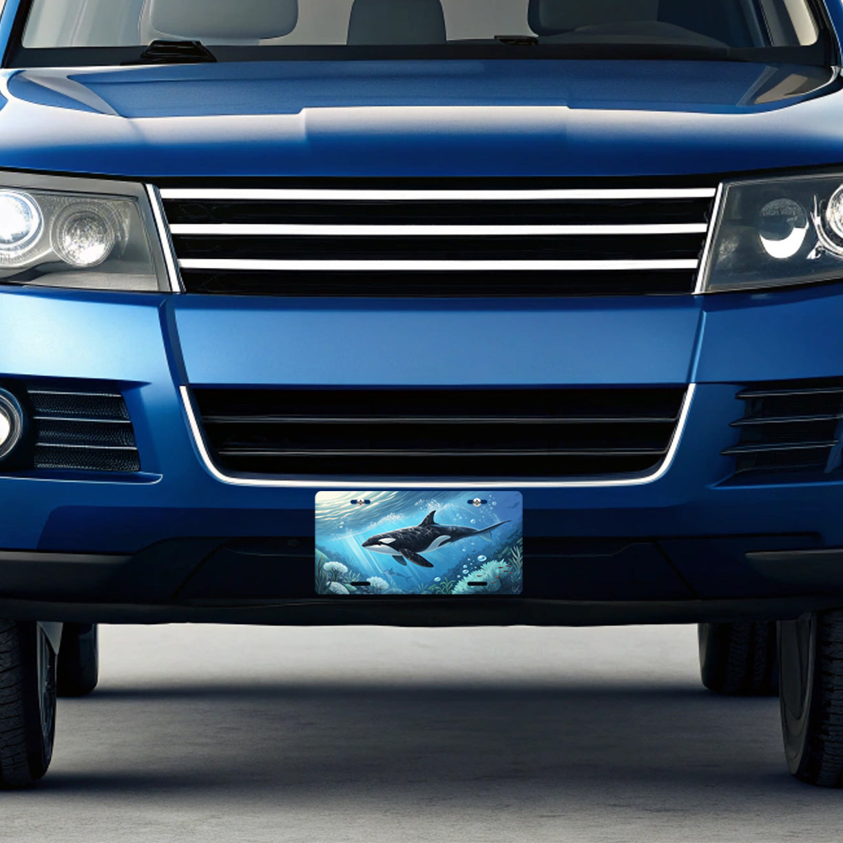 Orca Whale Swimming Beautiful Ocean Metal Vanity Novelty Tag License Plate for Trucks Cars SUVs