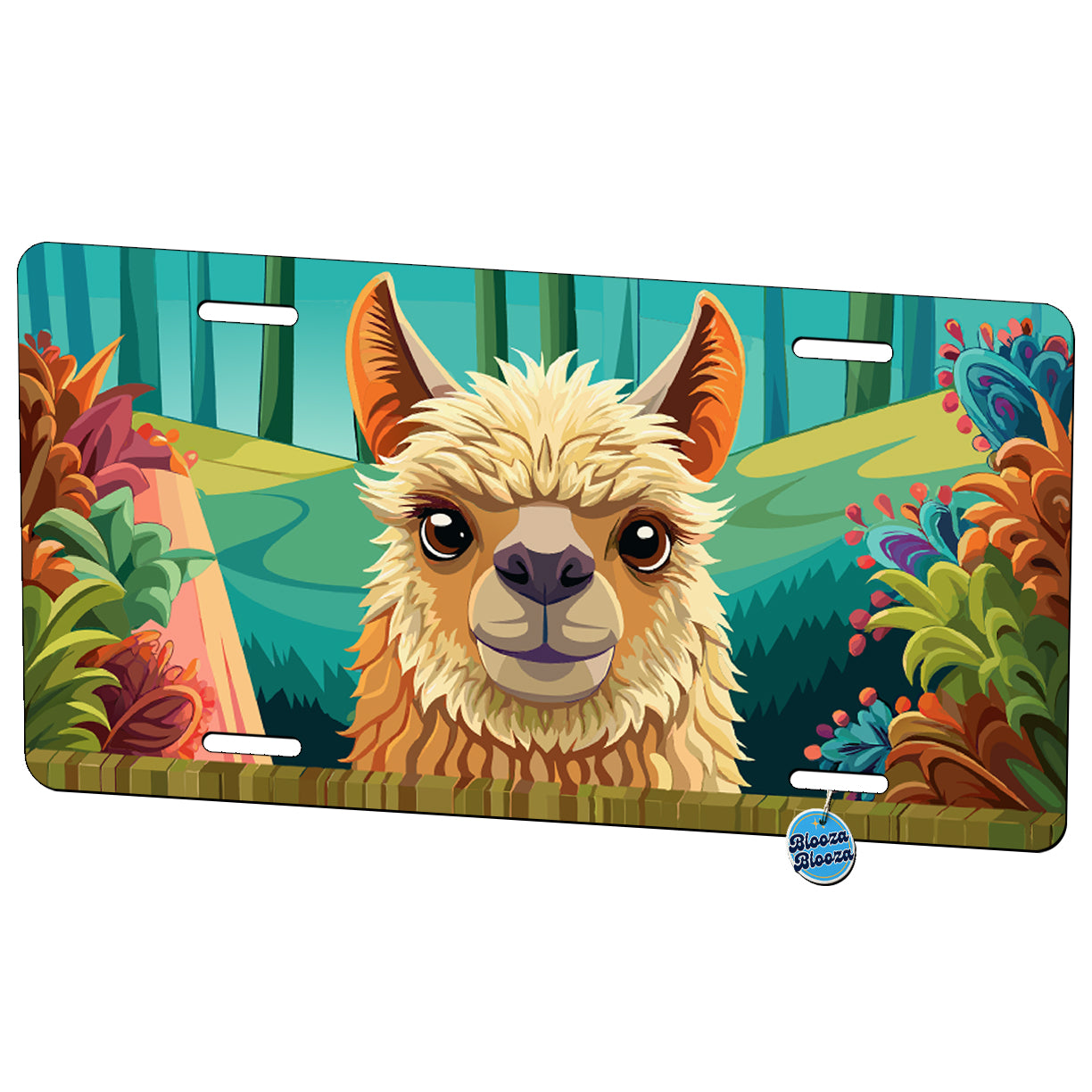 Peeking Alpaca Metal Vanity Novelty Tag License Plate for Trucks Cars SUVs
