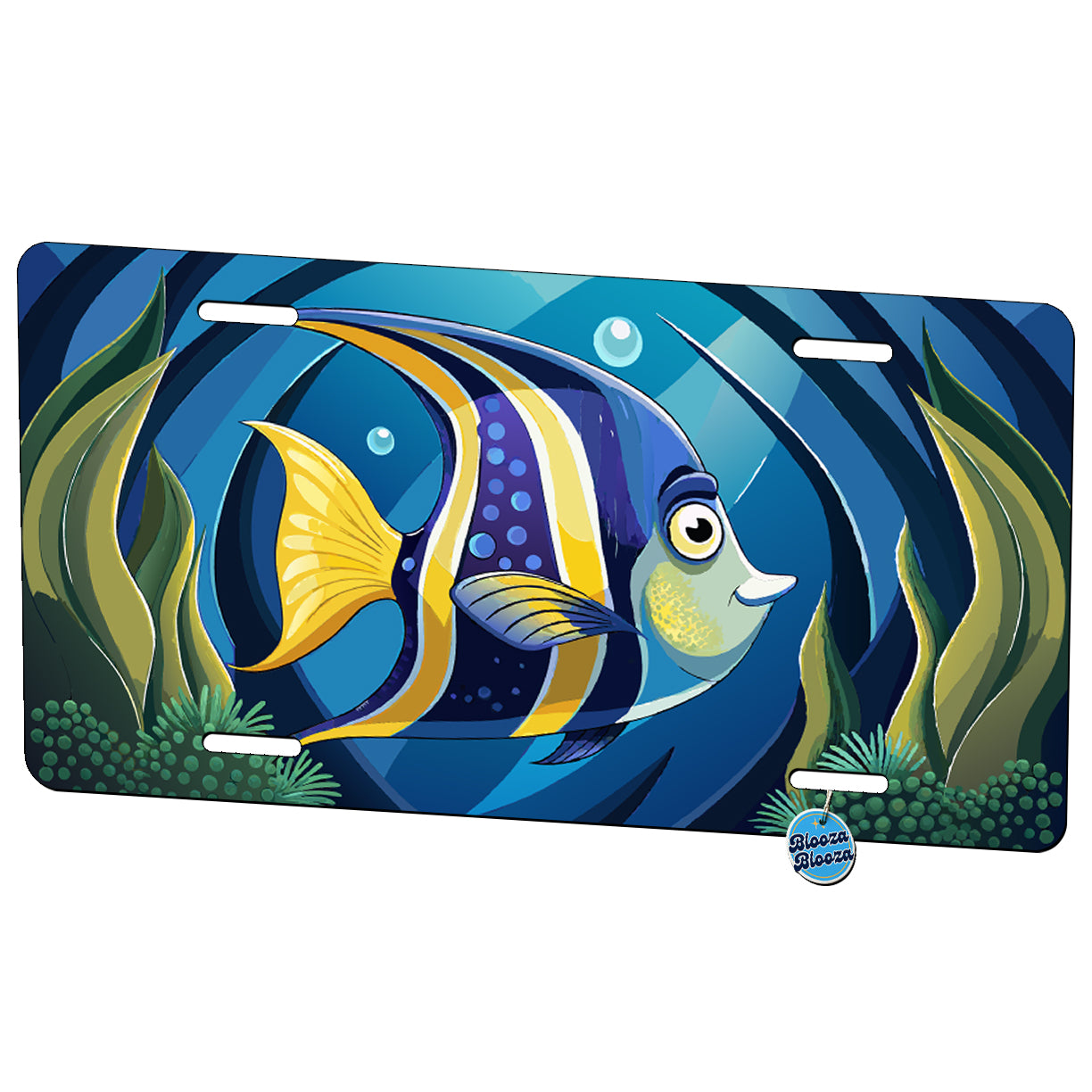 Peeking Angelfish Metal Vanity Novelty Tag License Plate for Trucks Cars SUVs