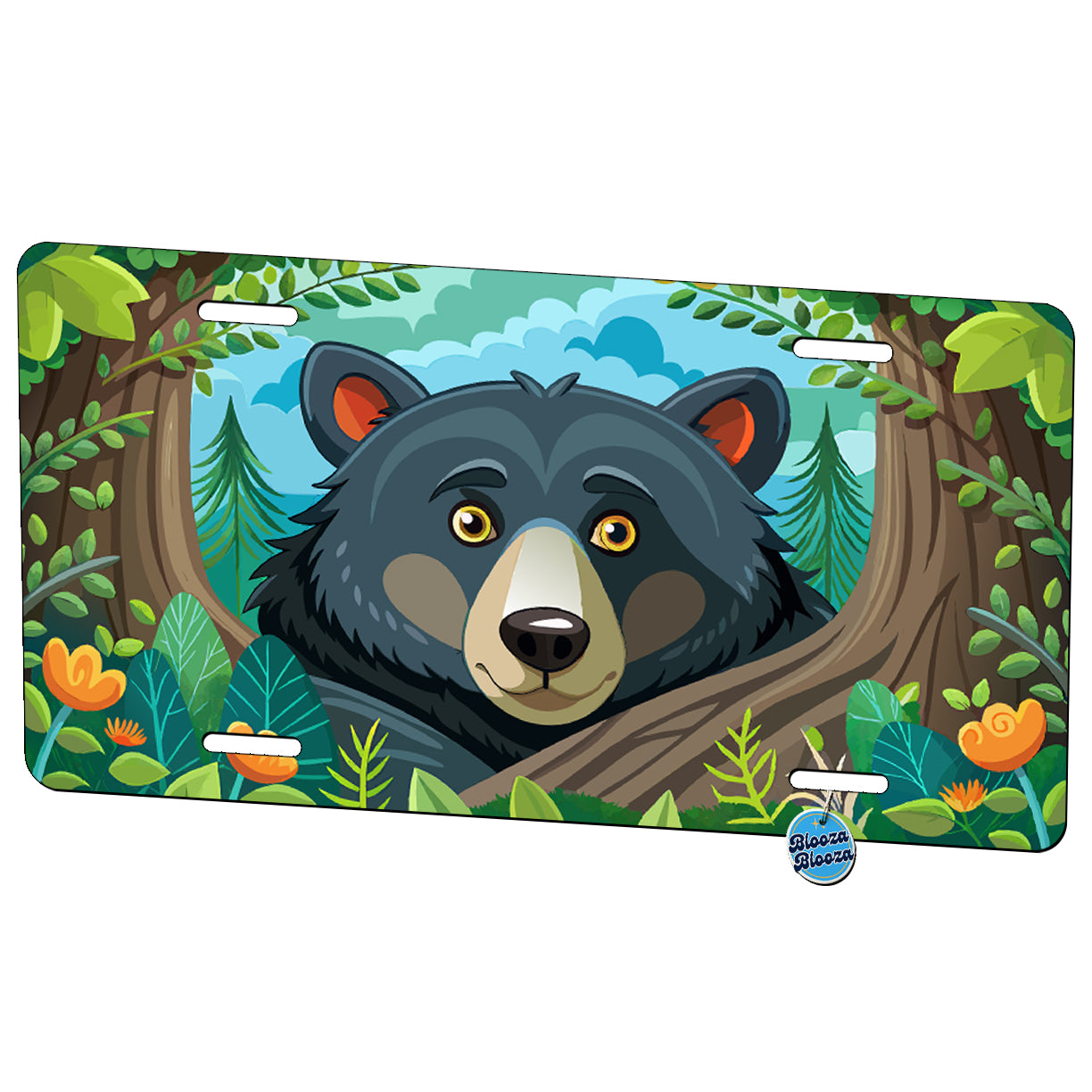 Peeking Black Bear Metal Vanity Novelty Tag License Plate for Trucks Cars SUVs