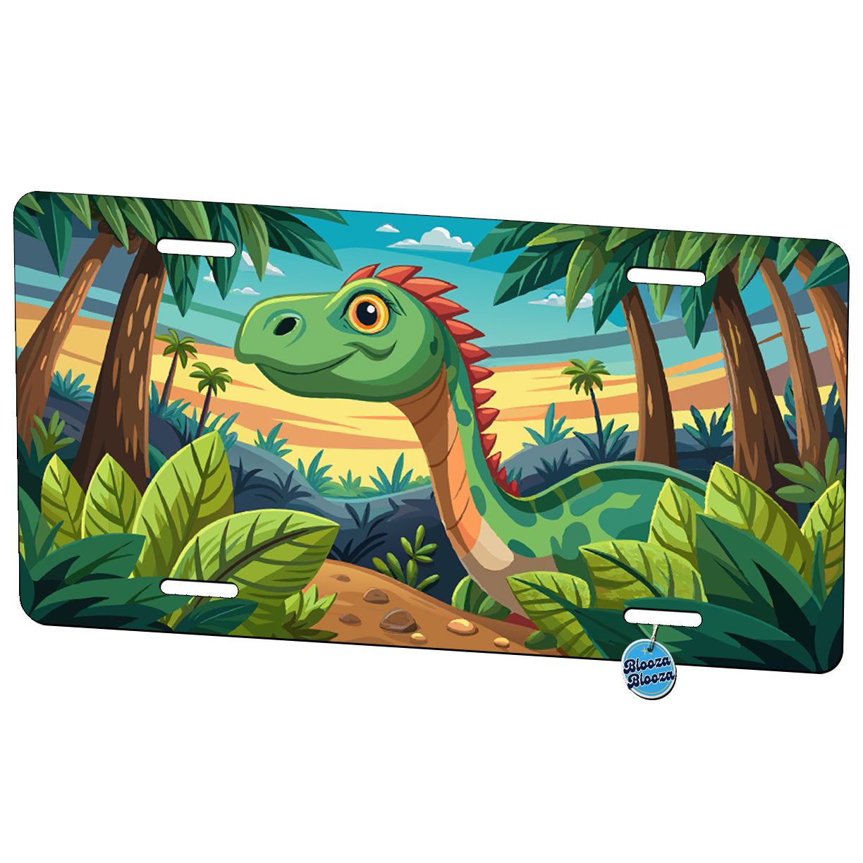 Peeking Brontosaurus Dinosaur Metal Vanity Novelty Tag License Plate for Trucks Cars SUVs