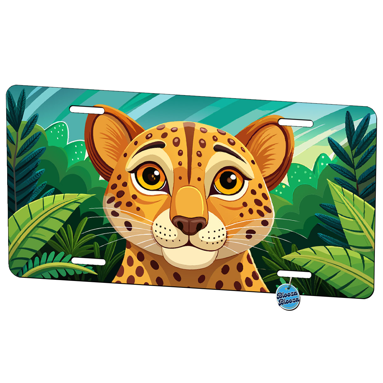 Peeking Cheetah Metal Vanity Novelty Tag License Plate for Trucks Cars SUVs