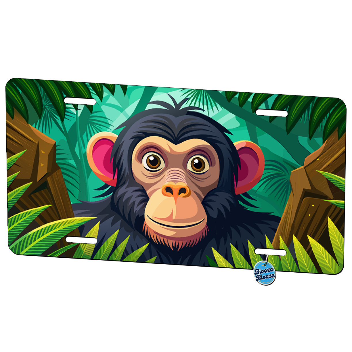 Peeking Chimpanzee Ape Metal Vanity Novelty Tag License Plate for Trucks Cars SUVs