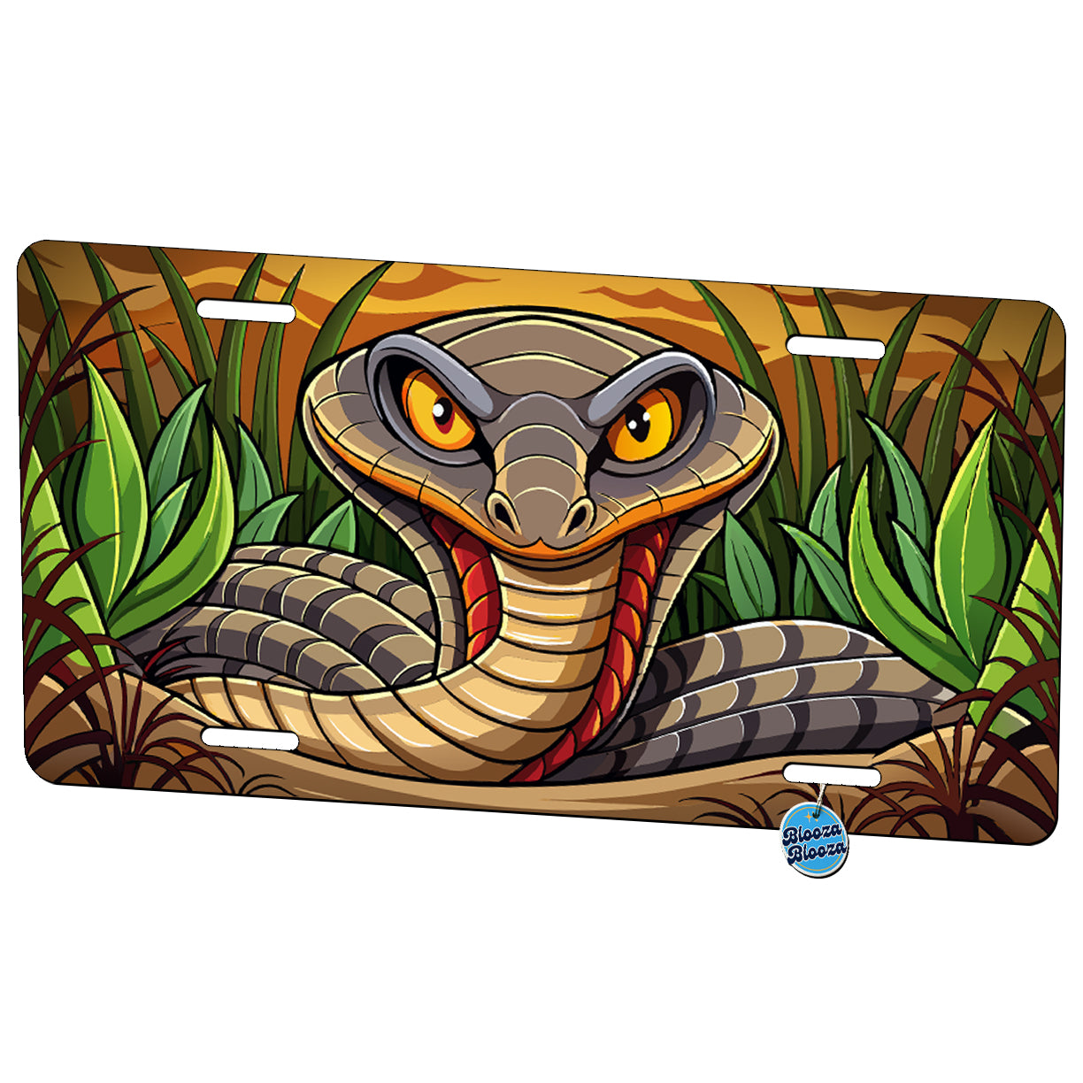 Peeking Cobra Snake Metal Vanity Novelty Tag License Plate for Trucks Cars SUVs