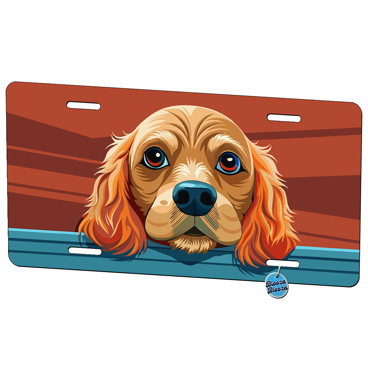 Peeking Cocker Spaniel Dog Metal Vanity Novelty Tag License Plate for Trucks Cars SUVs