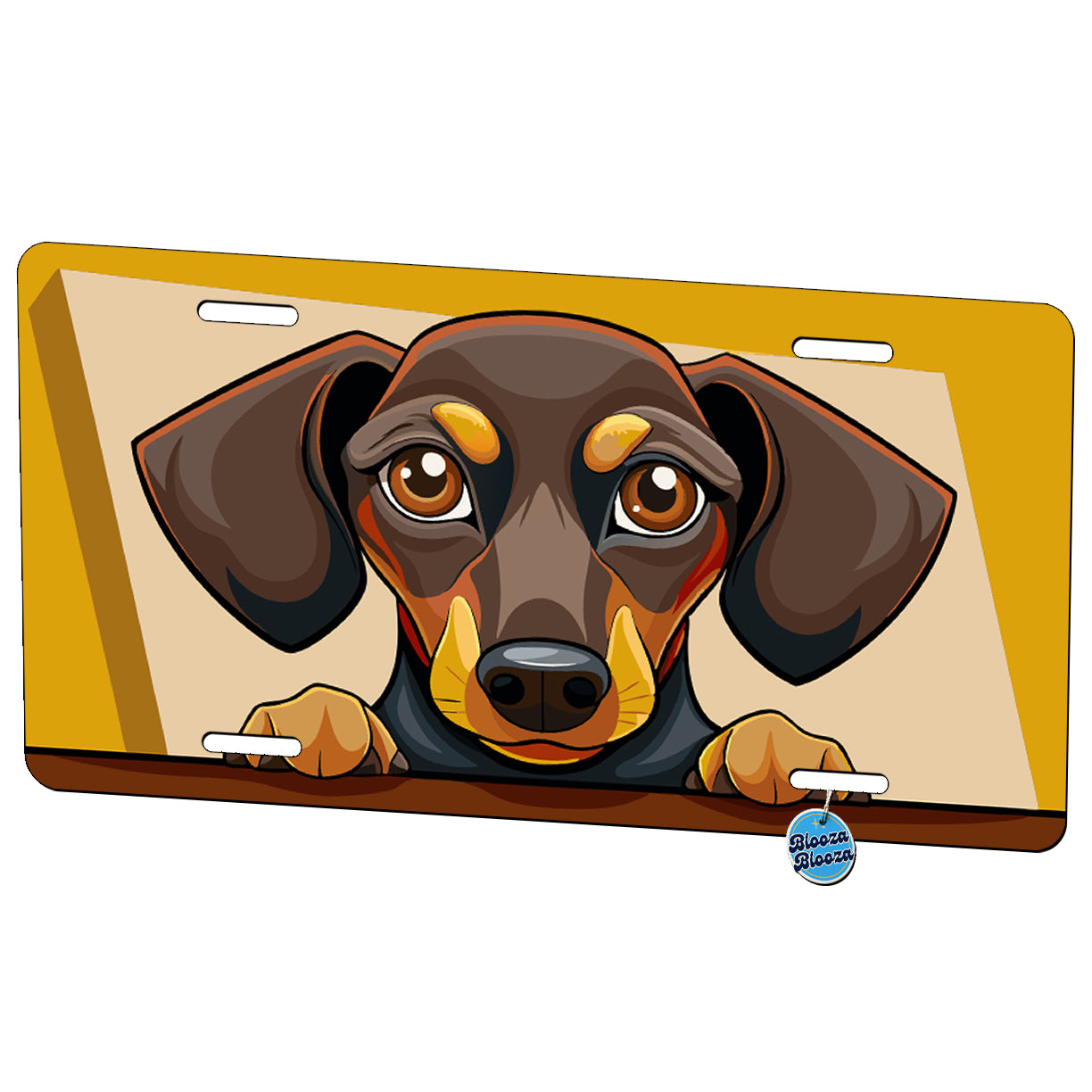 Peeking Dachshund Dog Metal Vanity Novelty Tag License Plate for Trucks Cars SUVs