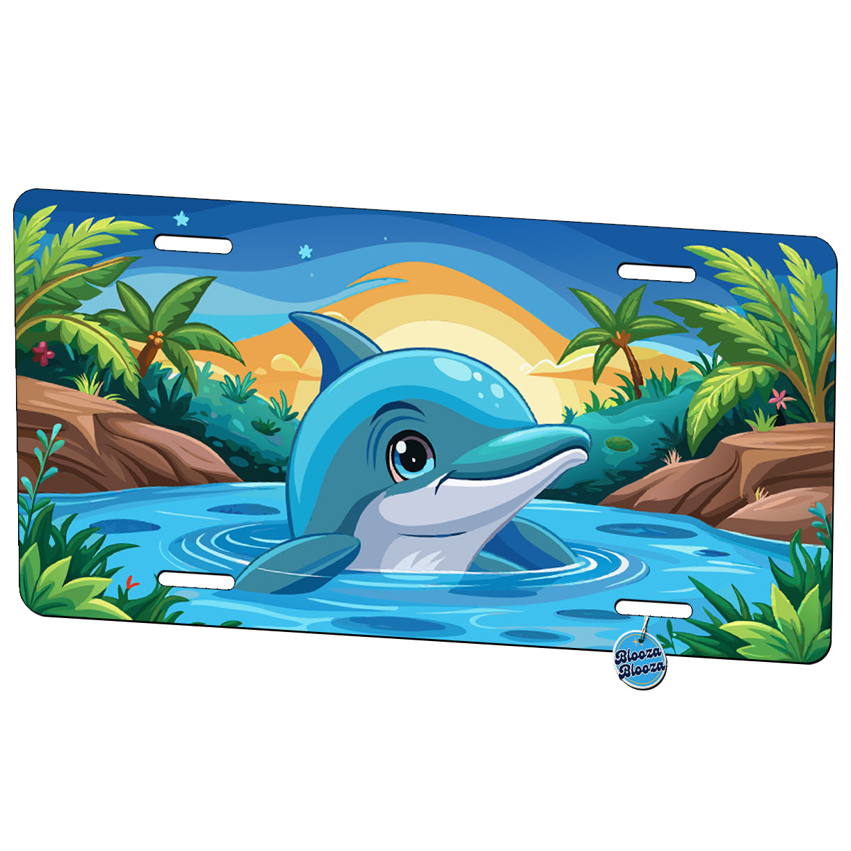 Peeking Dolphin Metal Vanity Novelty Tag License Plate for Trucks Cars SUVs