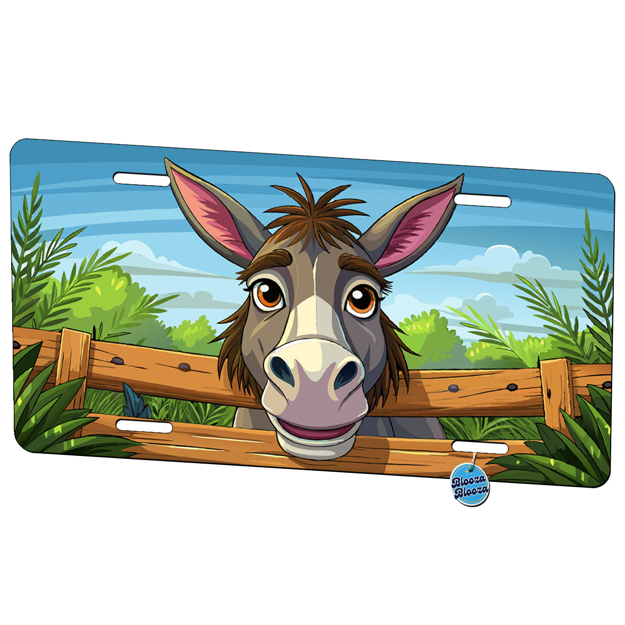 Peeking Donkey Metal Vanity Novelty Tag License Plate for Trucks Cars SUVs