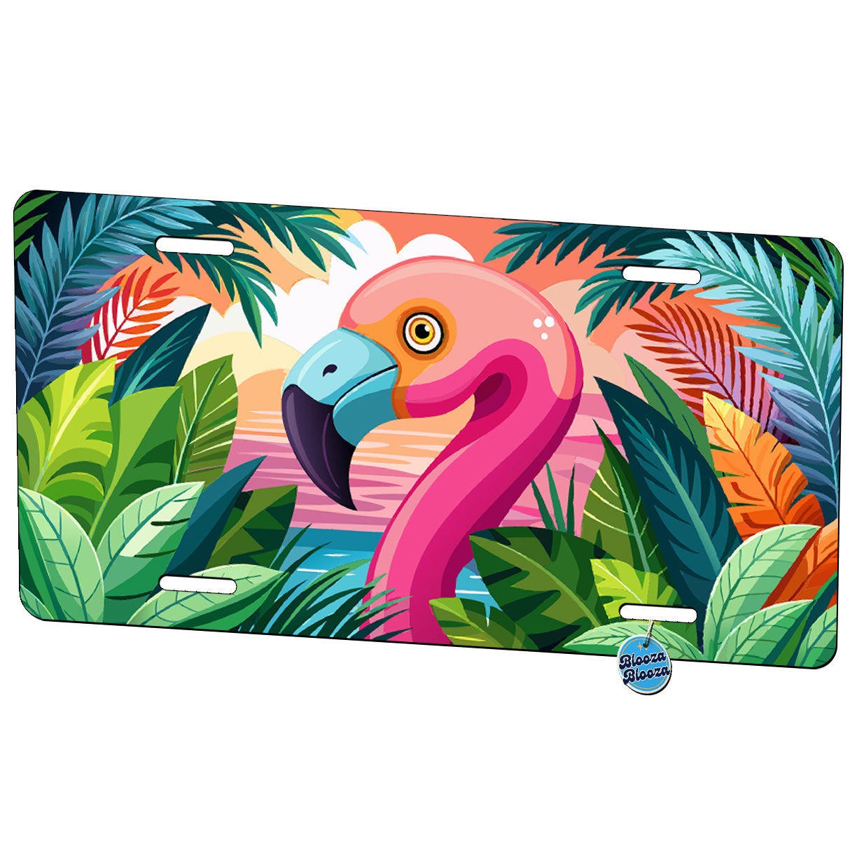Peeking Flamingo Metal Vanity Novelty Tag License Plate for Trucks Cars SUVs
