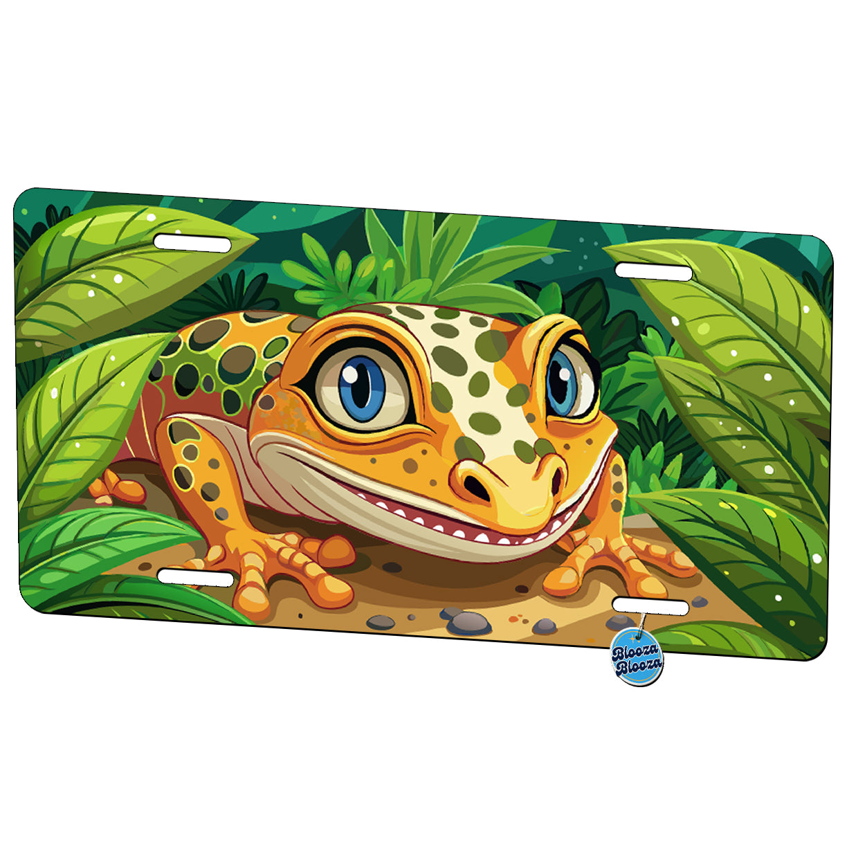 Peeking Gecko Metal Vanity Novelty Tag License Plate for Trucks Cars SUVs
