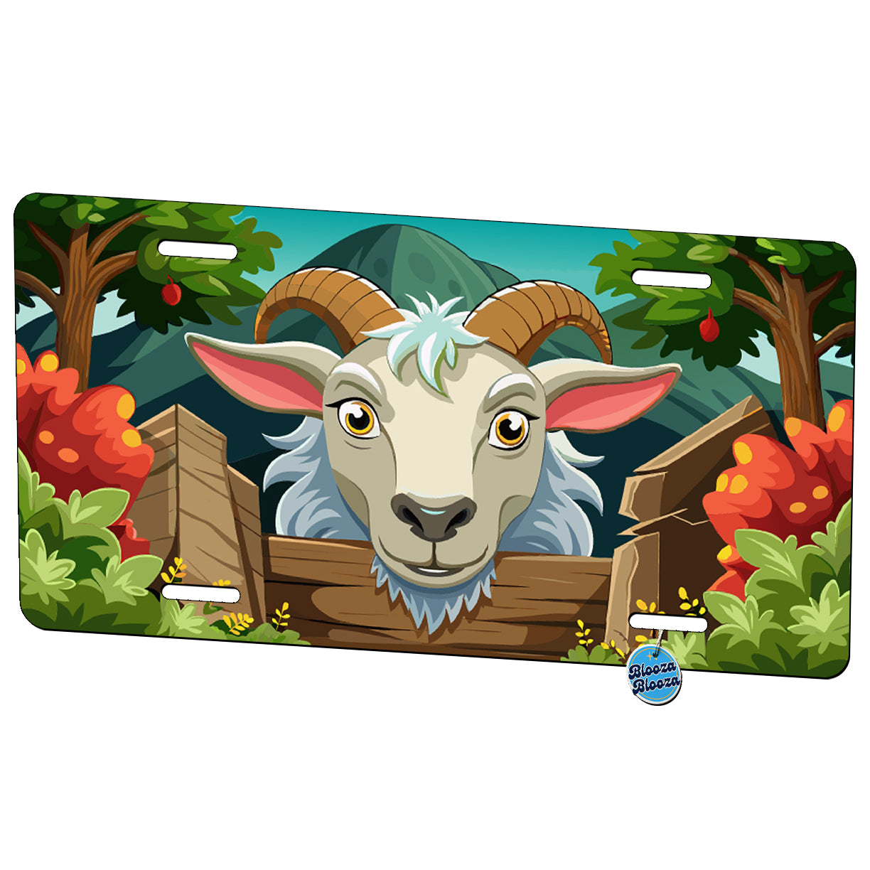 Peeking Goat Metal Vanity Novelty Tag License Plate for Trucks Cars SUVs