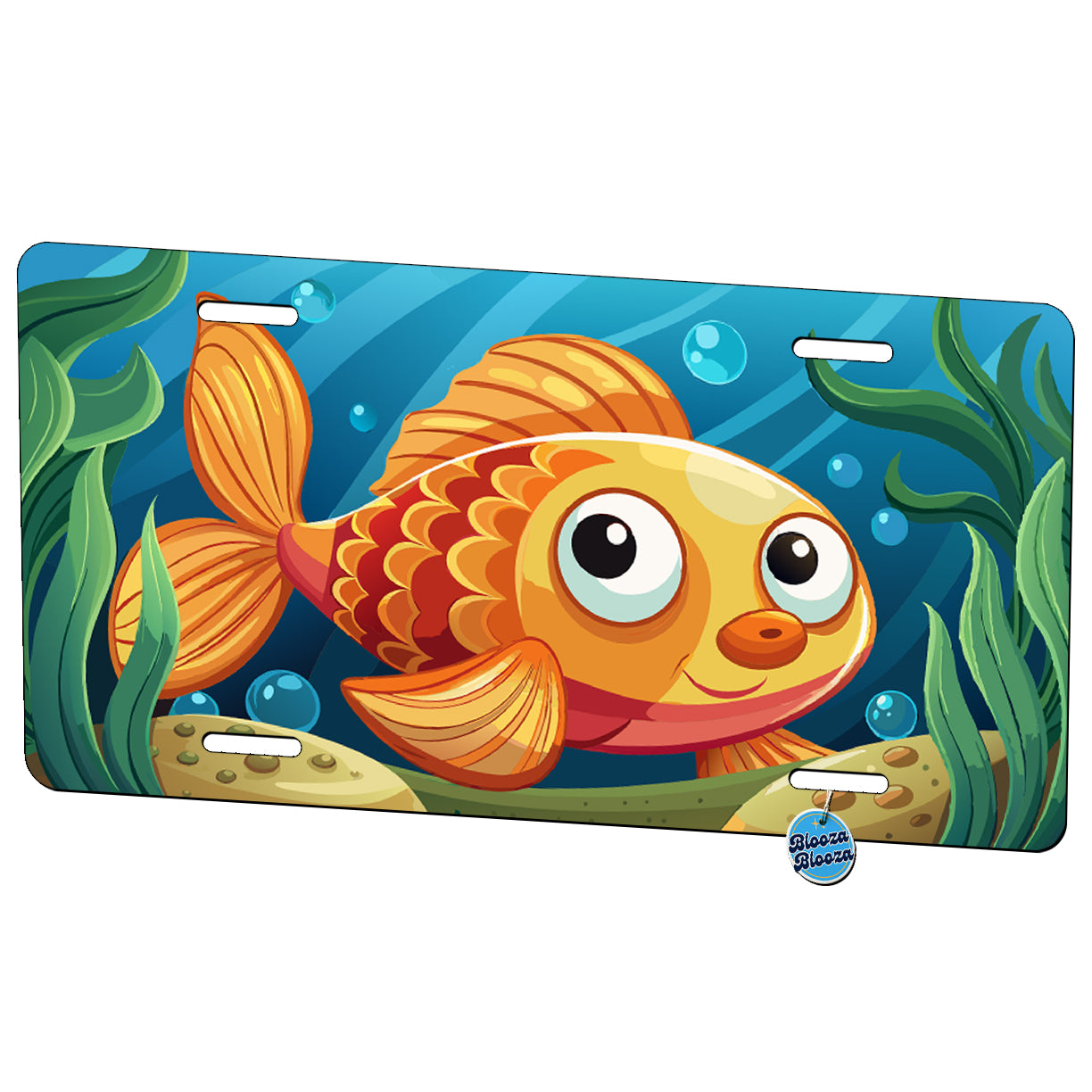 Peeking Goldfish Metal Vanity Novelty Tag License Plate for Trucks Cars SUVs