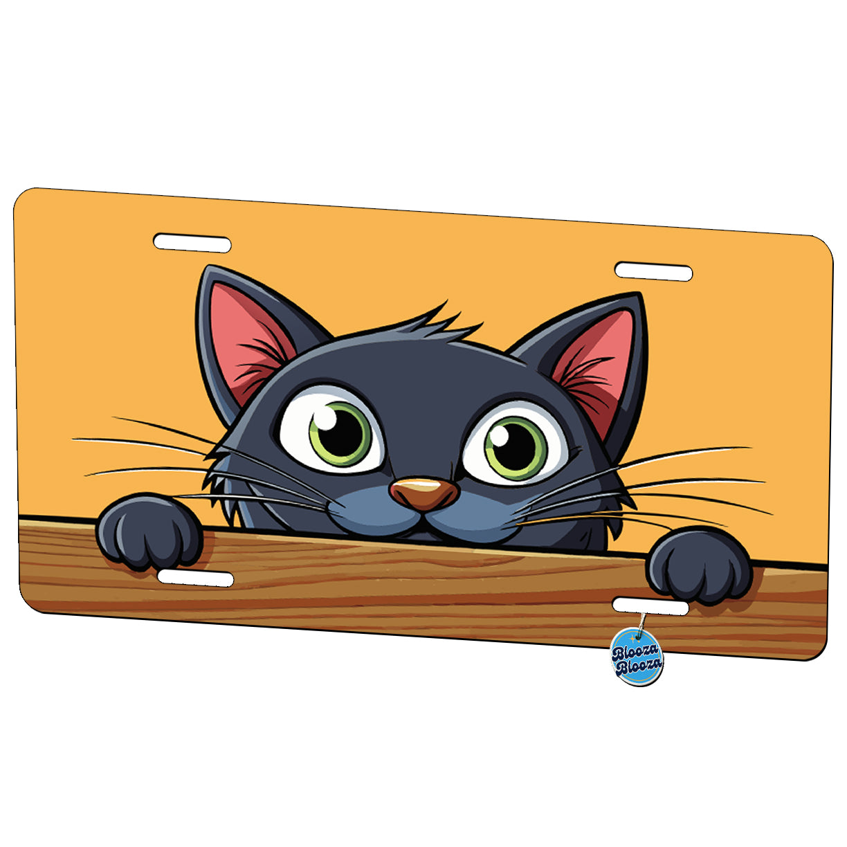 Peeking Gray Cat Metal Vanity Novelty Tag License Plate for Trucks Cars SUVs