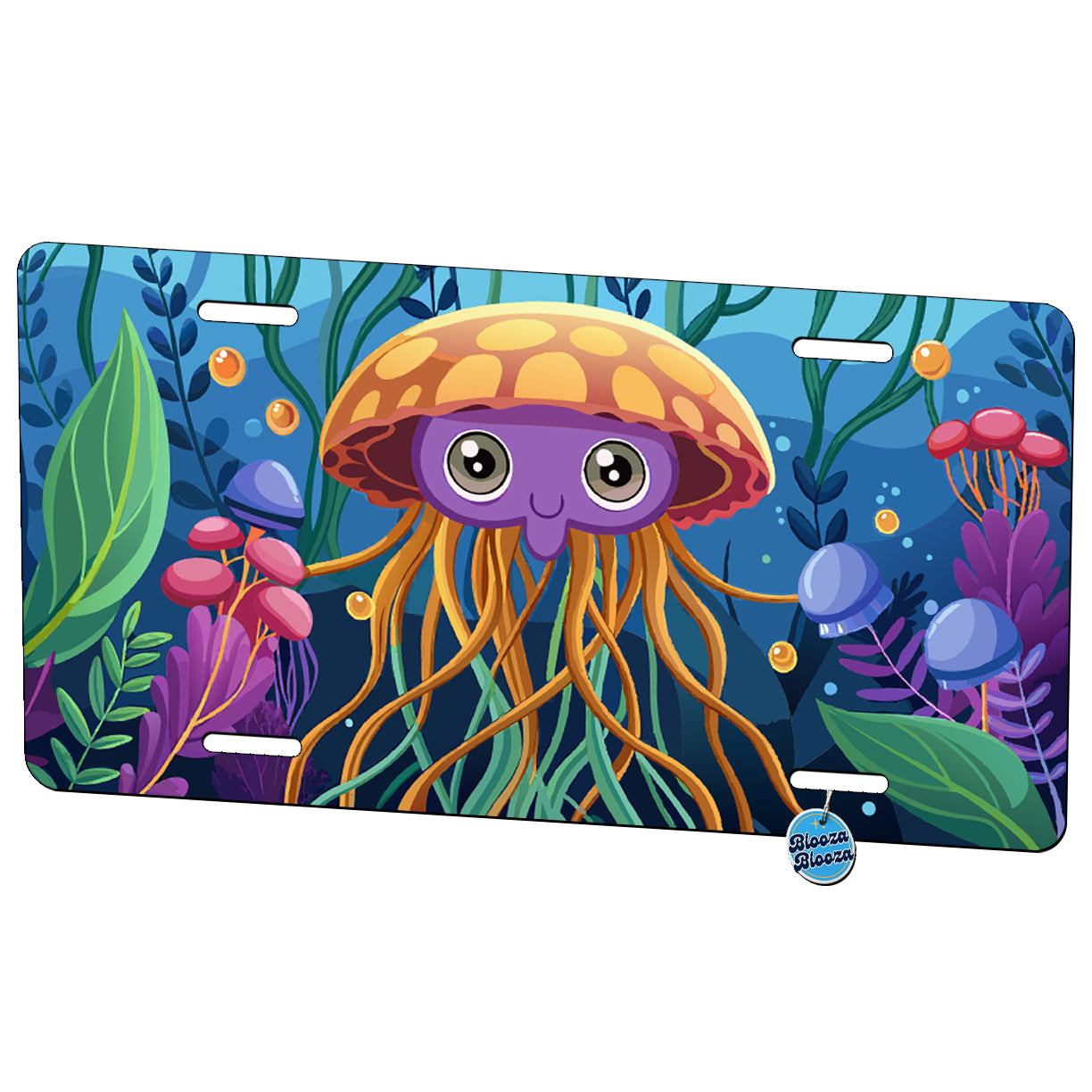 Peeking Jellyfish Metal Vanity Novelty Tag License Plate for Trucks Cars SUVs