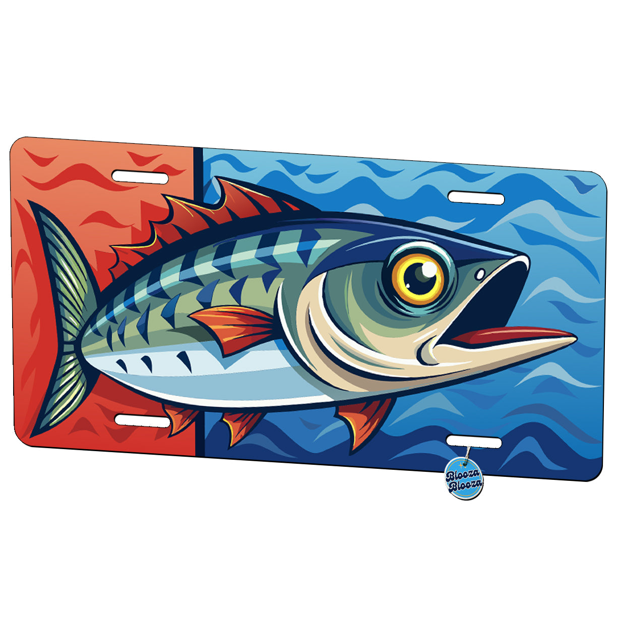 Peeking Mackerel Fish Metal Vanity Novelty Tag License Plate for Trucks Cars SUVs