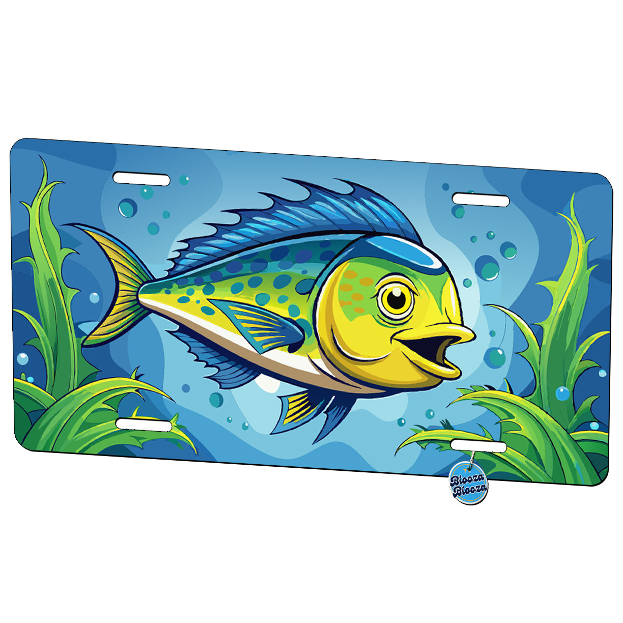Peeking Mahi Mahi Fish Metal Vanity Novelty Tag License Plate for Trucks Cars SUVs